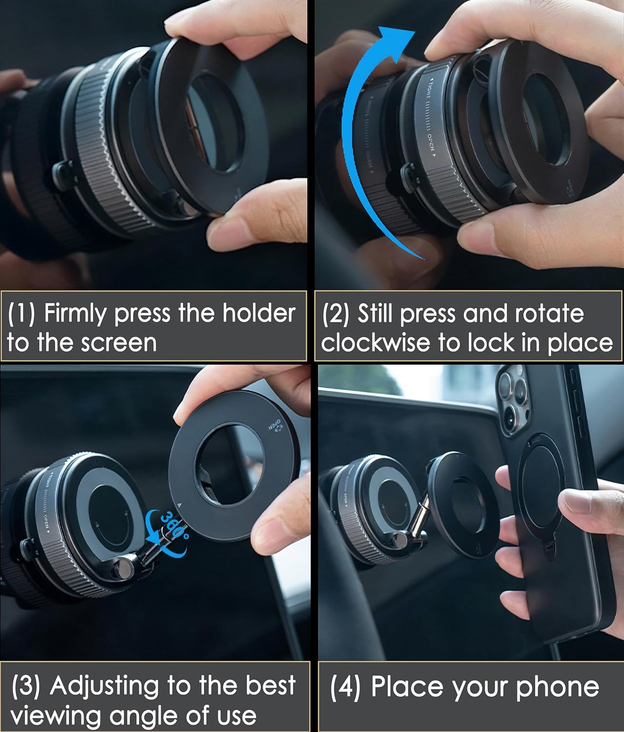 Vacuum Magnetic Car Phone Holder Foldable Mount with Ultra Suction Cup for Magnetic Phone Cases Cell Phone Holders for Car/Gym/Mirror Use Compatible with iPhone & Android