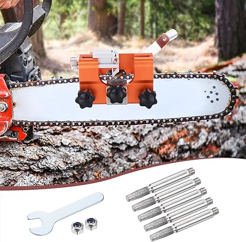 Miniatura 10 de PATIKIL Afilador de motosierra de diamante de 532 pulgadas, paquete de 5 herramientas de afilado para motosierra de manivela, color plateado