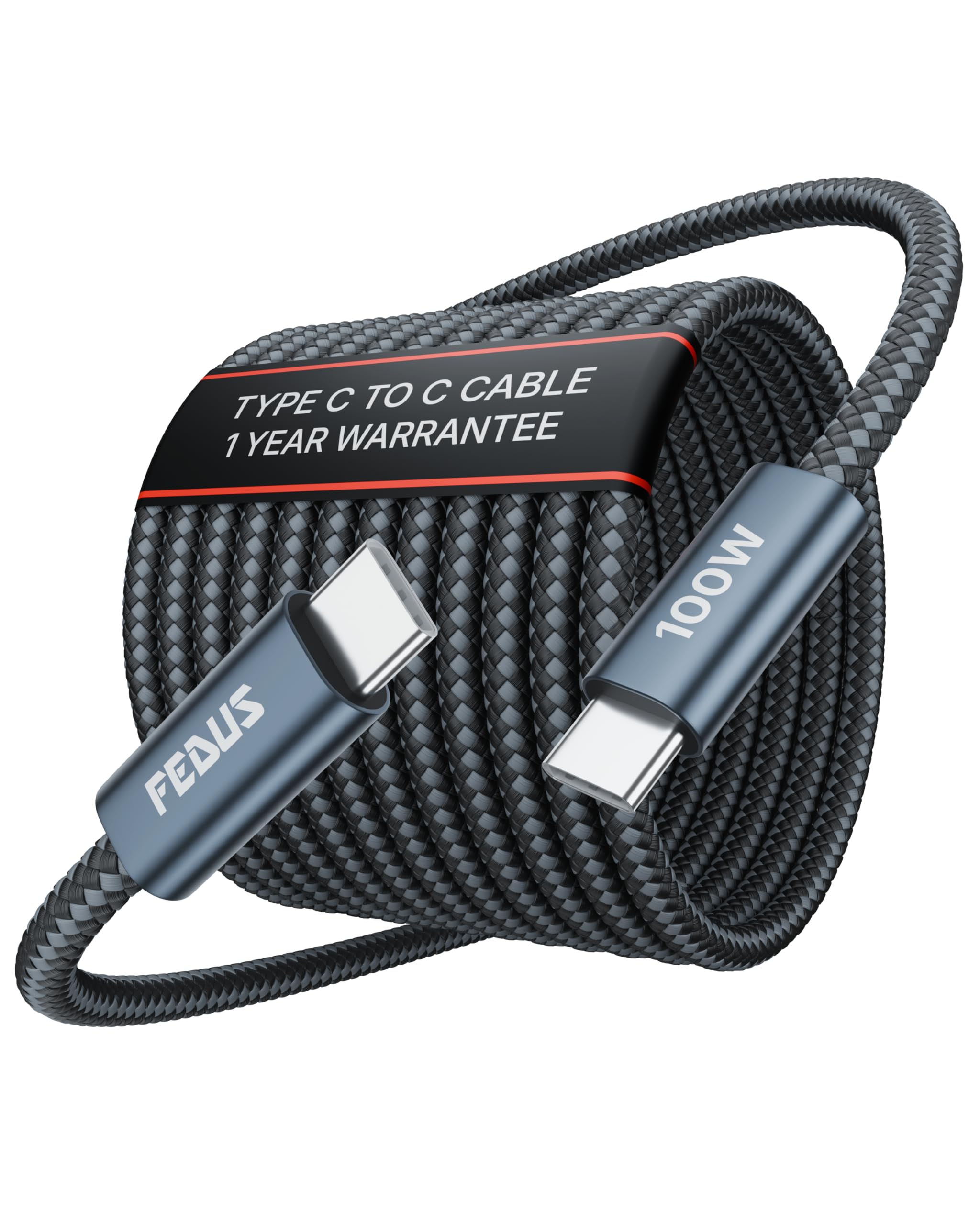 FEDUS ZETTA 100W Type C to Type C Fast Charging Cable (Active E-Marker IC, PD 3.0), 20000+ Bend Nylon Braided USB C to C Data Cable (Passive 480Mbps), For Laptops & Phones, 1 Year Warranty-image-48