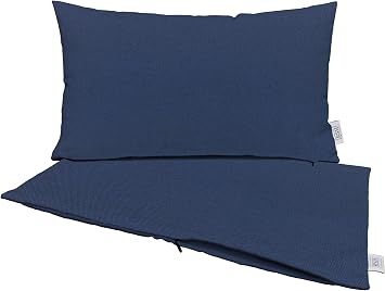 RSH DECOR Sunbrella Pillow Covers Set of 2 | Covers Only - 20" x 12" | Outdoor Lumbar Pillow Covers Crafted with Sunbrella Performance Fabric | Canvas Navy- Made in USA