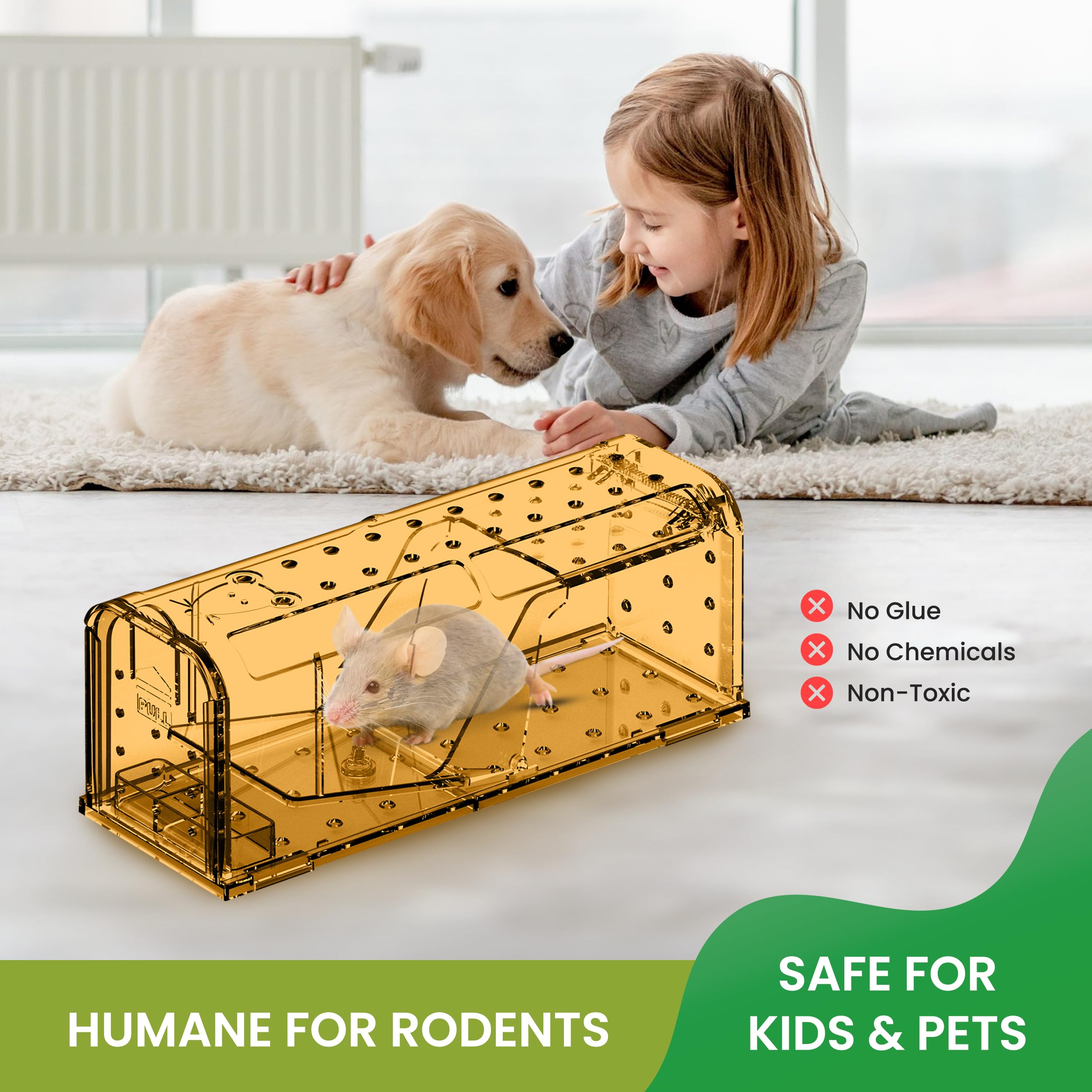 ASPECTEK Humanitarne pułapki na myszy do domu, pułapka na myszy na żywo bez zabijania, wielokrotnego użytku łapacz pułapek na małe szczury do domu i na zewnątrz