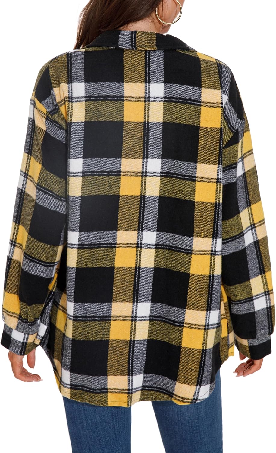 GUANYY Womens Flannel Shirts Button Down Plaid Shacket Long Sleeve Collared Business Casual Work Tops - Image 3