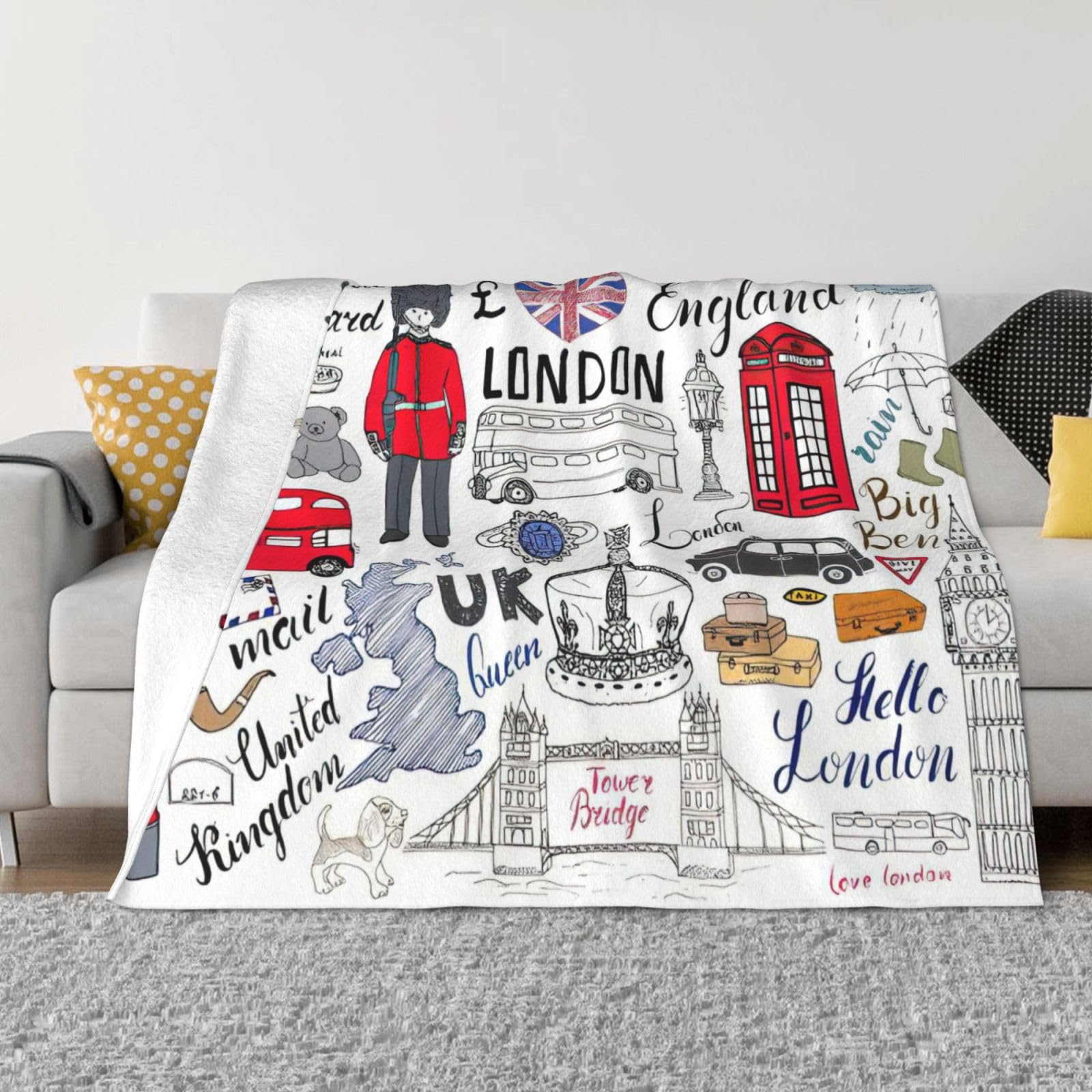 Couverture en flanelle I Love London plaid doux toutes saisons