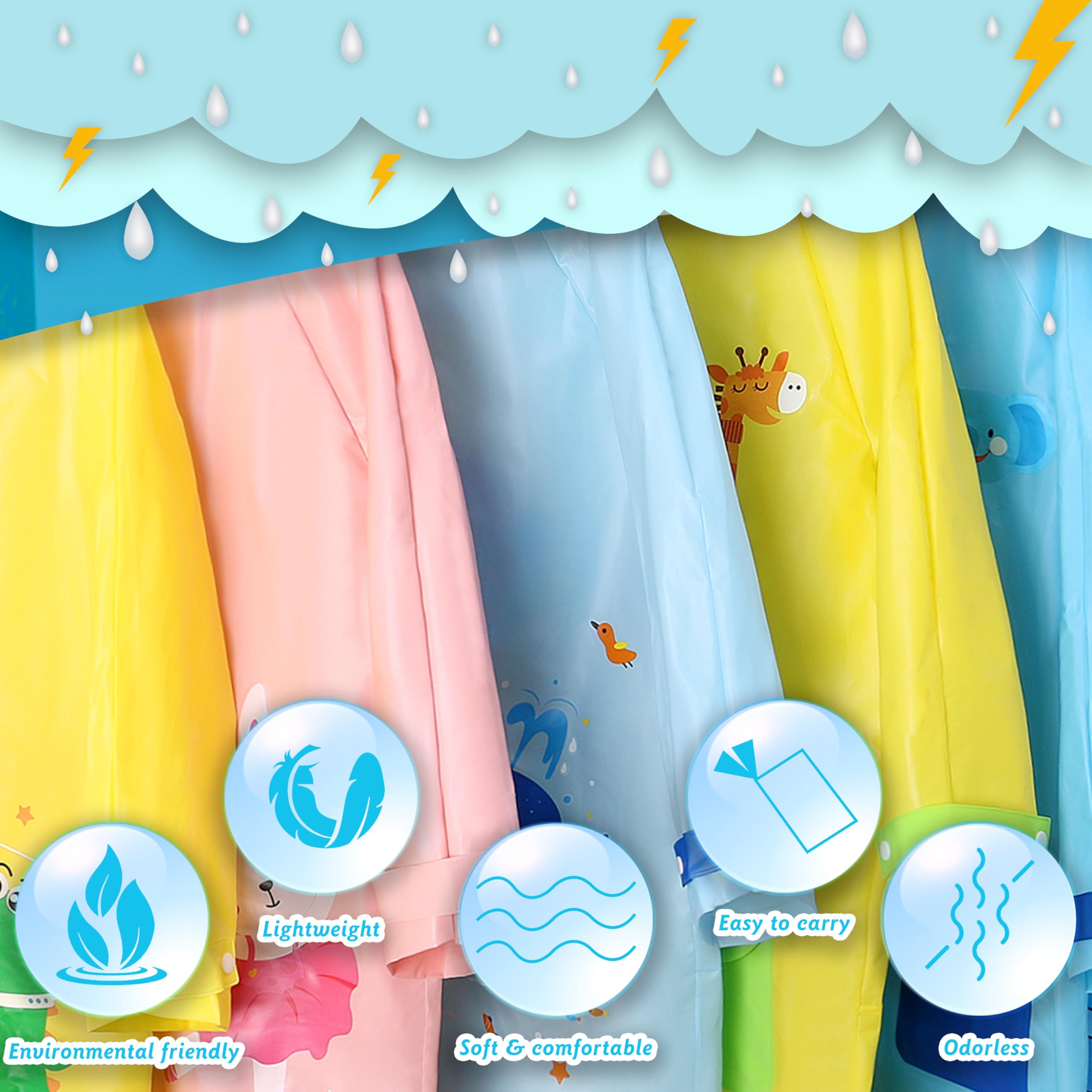amo nenes Impermeabili per Bambini Ragazzi Ragazze, Leggero Giacca da Pioggia, Riutilizzabile Poncho Antipioggia com Cartone Animato, con Copertura per Lo Zaino, Sportivo, Unisex, 1-12 Anni, S M L XL