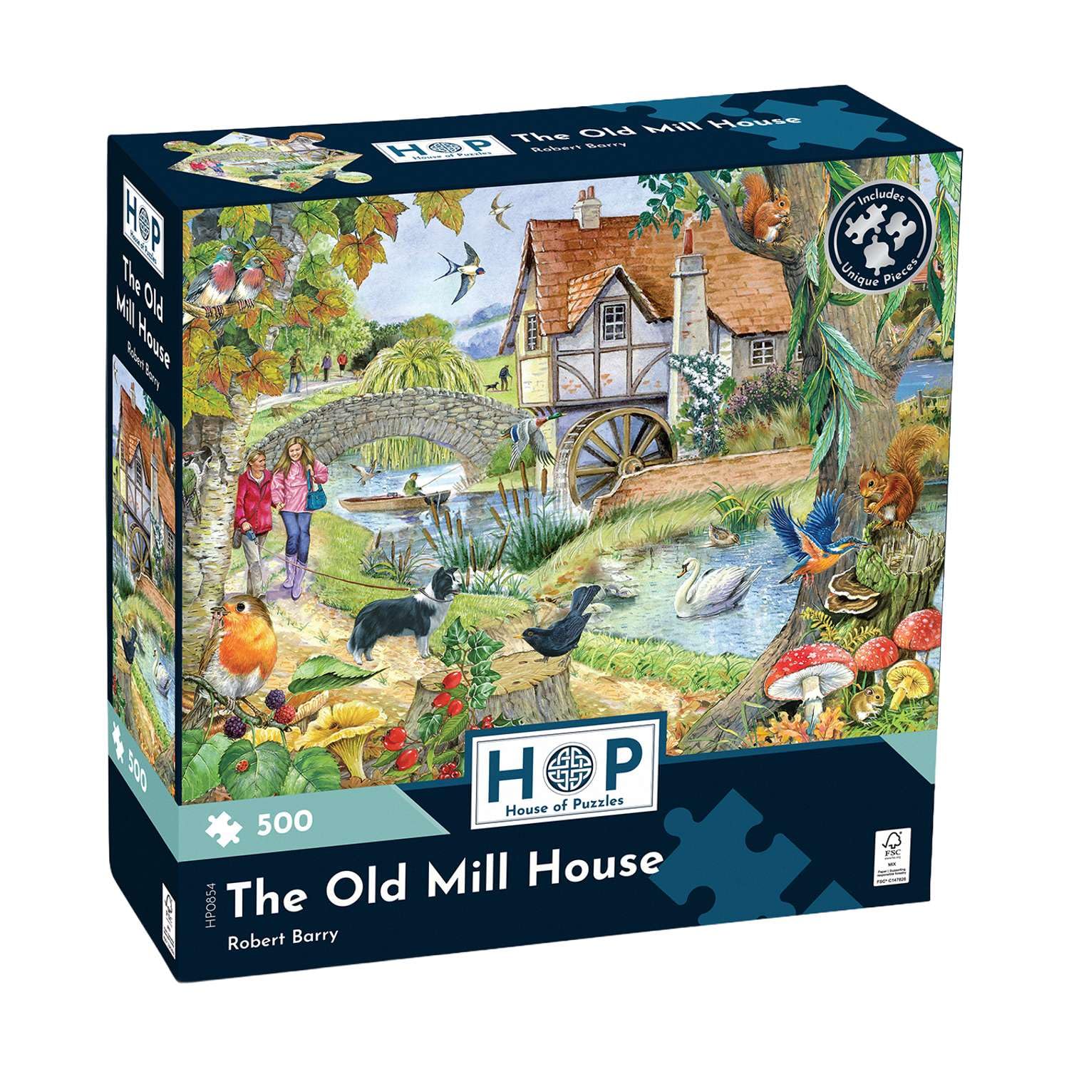 The House of Puzzles The Old Mill House 500 Piece Puzzle | Autumn Inspired Wildlife Jigsaw with Animal & River Imagery | Scenic Countryside Jigsaws for Adults with Unique Pieces | Gifts for Puzzlers — image 1