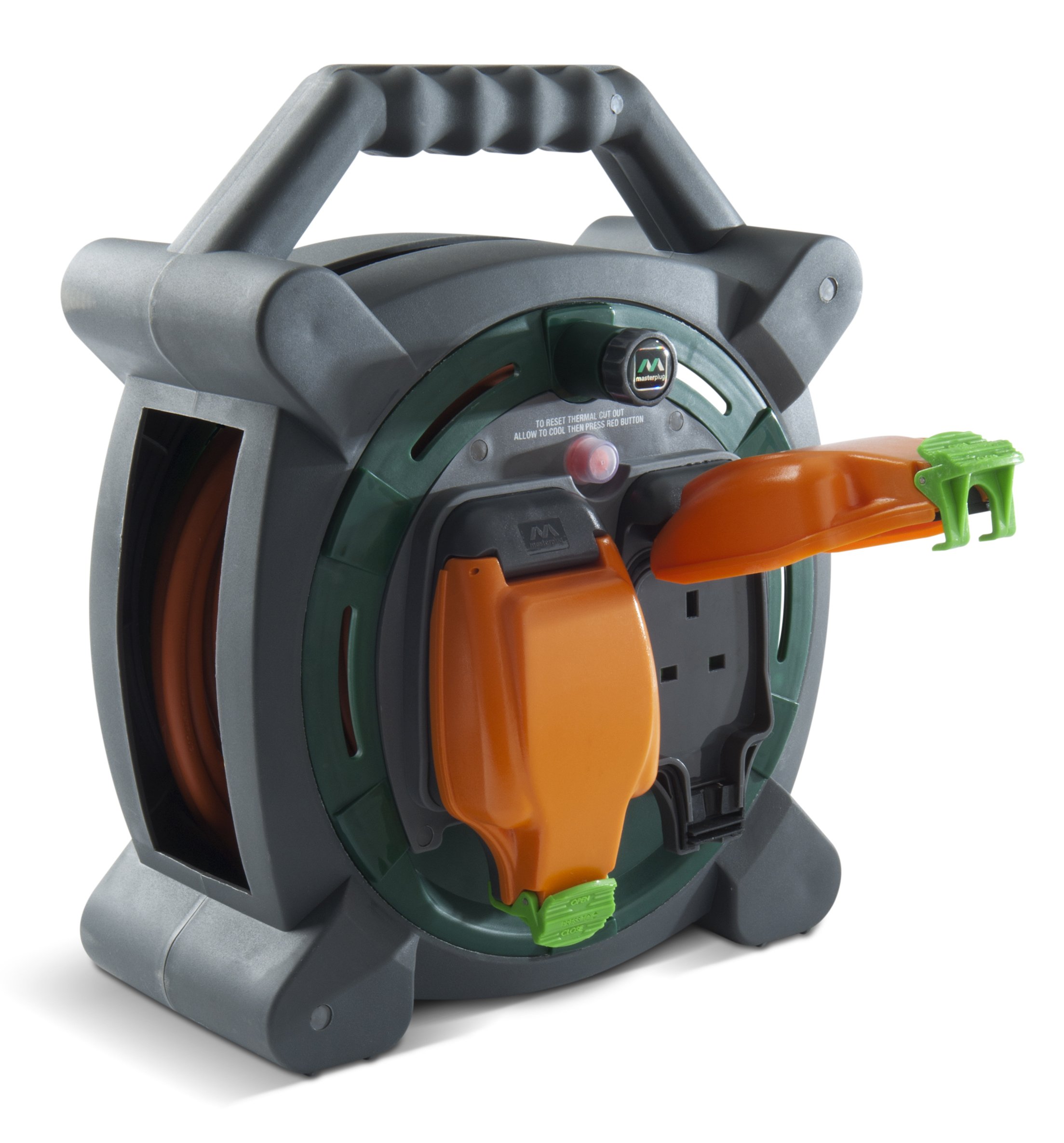 Masterplug HLP2013/2IP 20m Outdoor IP Rated Cable Reel with Weatherproof Sockets 13A Case Reel