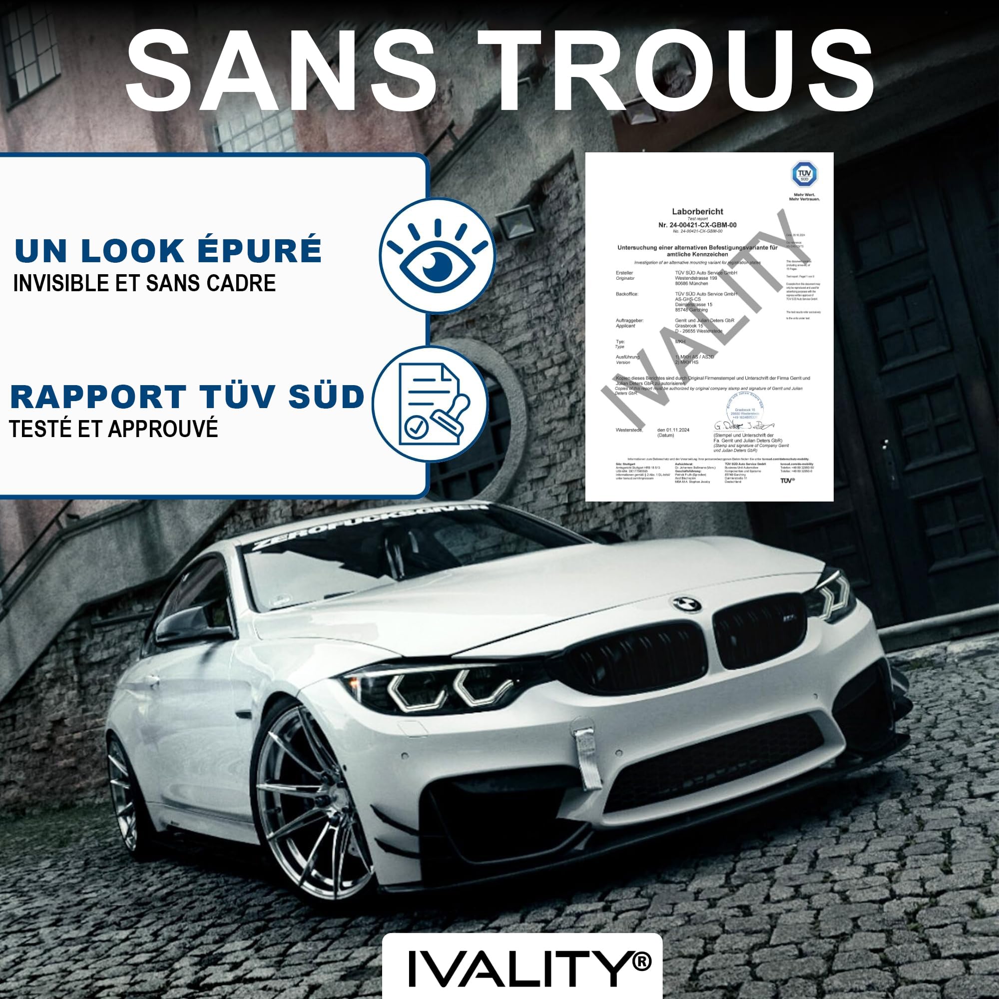 IVALITY® Support de Plaque d'immatriculation magnétique 100% Invisible - Support magnétique sans Cadre pour 1 Plaque d'immatriculation - Support de Plaque d'immatriculation France