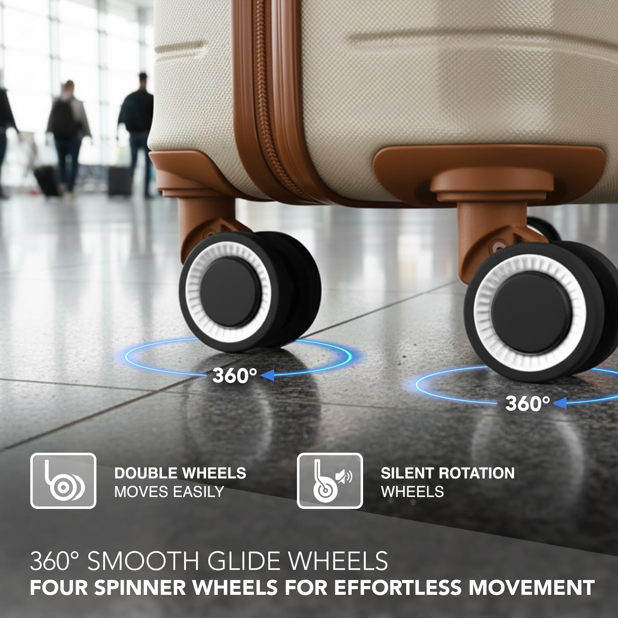 LUGG - Jetset 40cm Suitcase - 40x30x20cm- Ryanair Compatible - Underseat Size - Hard Shell ABS - Spinner & Removable Wheels - Lightweight Travel Luggage- Cream/Brown — view 193