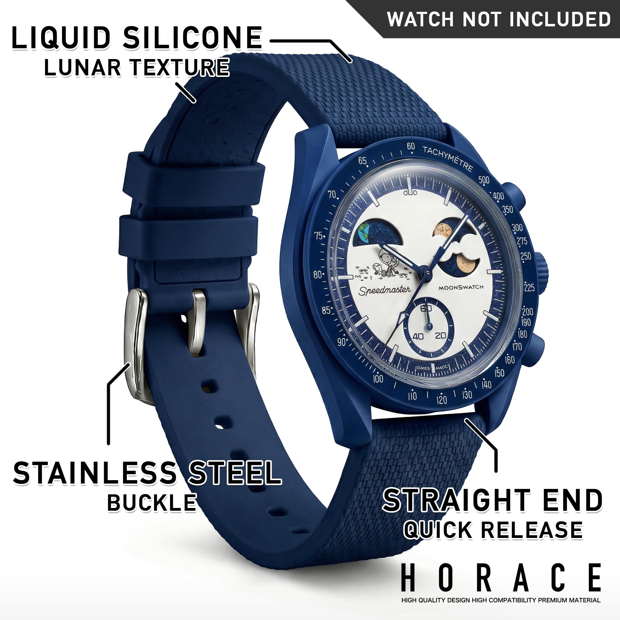 HORACE Cinturino universale in silicone liquido da 20 mm a sgancio rapido compatibile con Omega x Swatch MoonSwatch