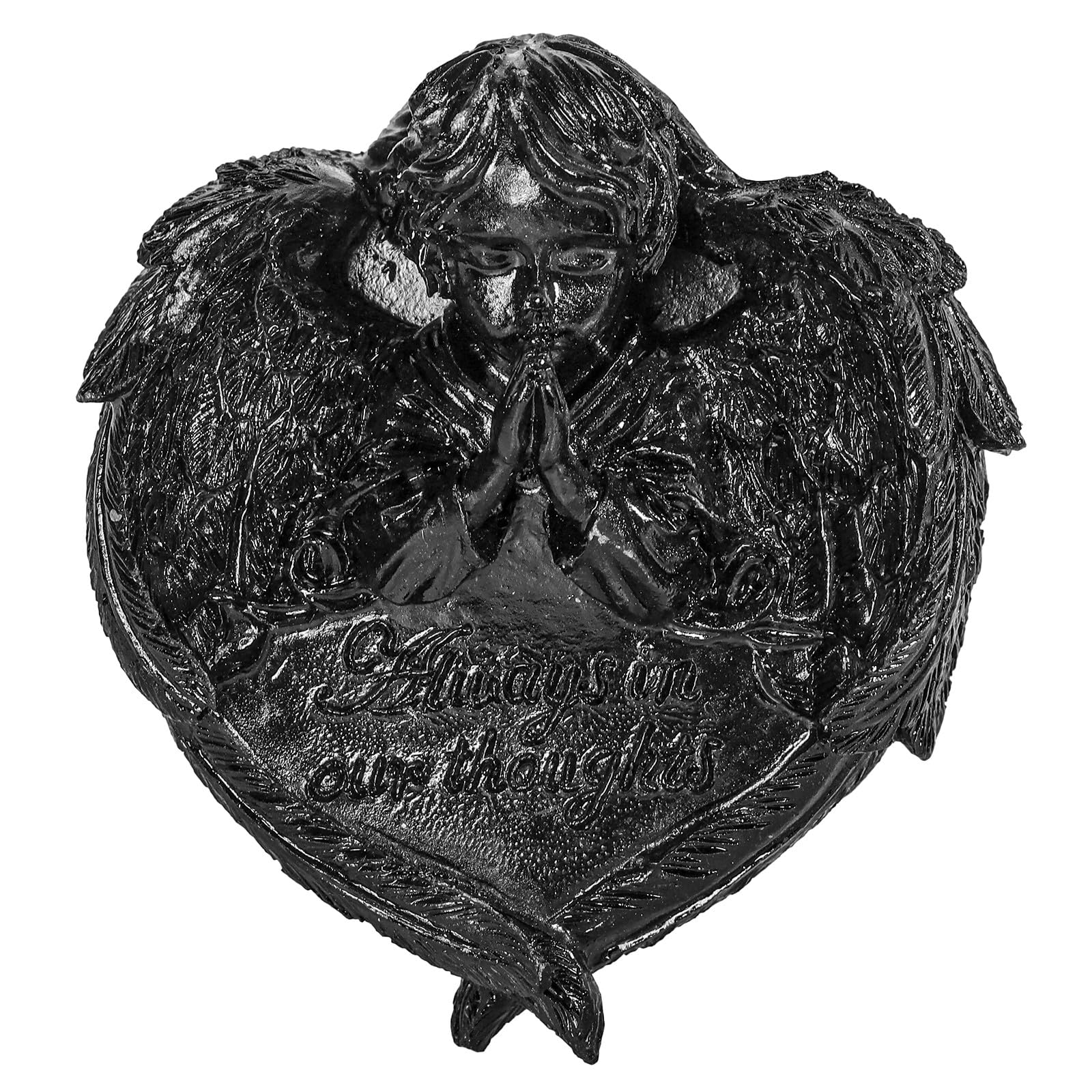 mookaitedecor Resin Baby Praying Memorial Angel Ornament for Grave House, Love Heart Wings Angel Keepsake Sculpture Condolence Sympathy Gifts - Always in Our Thoughts