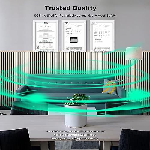 Miniatura 6 de WoveN SounD Paneles de pared con listones acústicos, beige y negro, 47.2 x 23.6 x 0.8 pulgadas, paquete de 2 unidades, adhesivos, absorción de