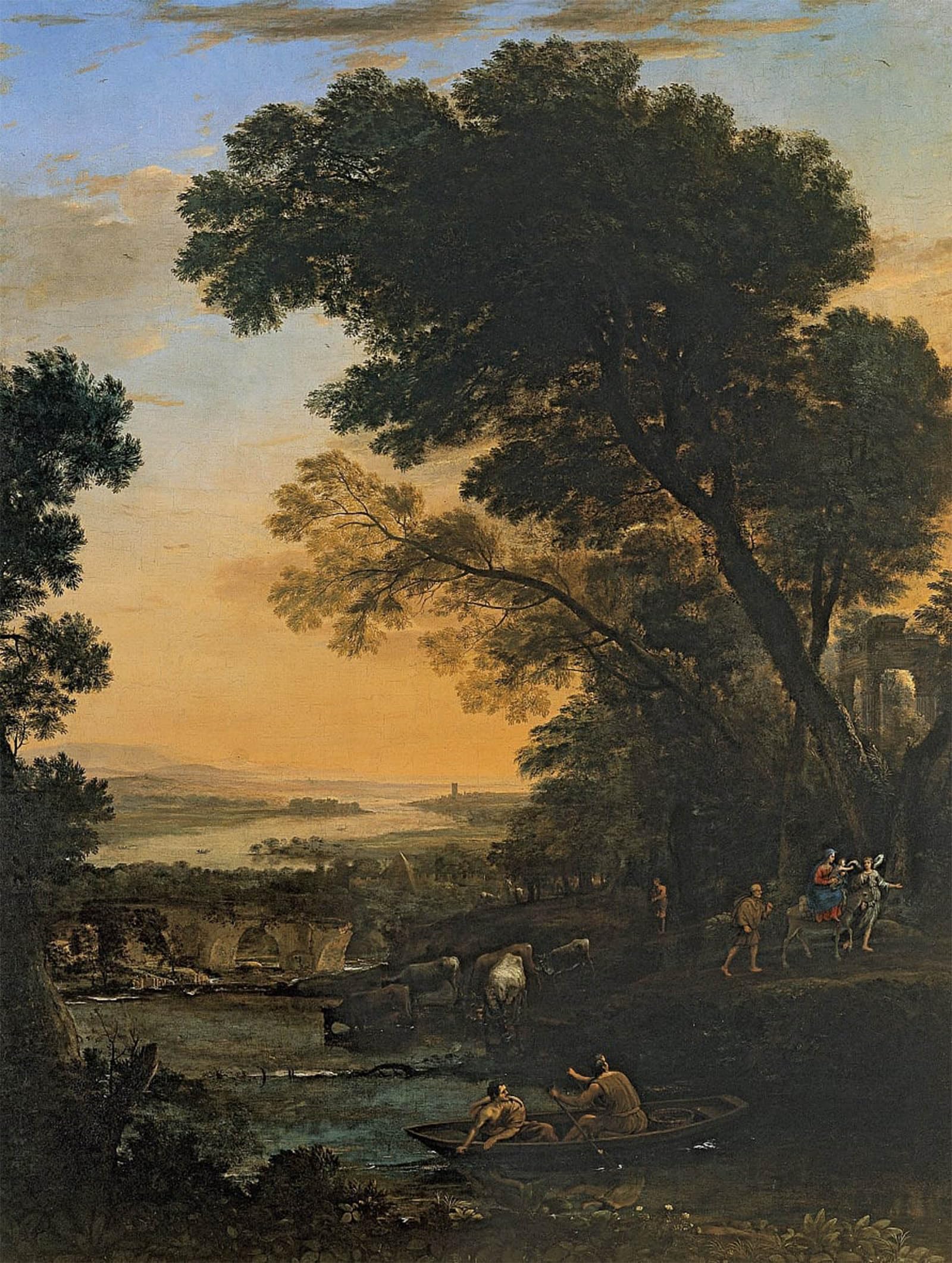 POSTERIIk Vintage Art Print Images Pictures Print Idyllic Landscape with the Flight Into Egypt by Claude Lorrain Modern Colour Posters for Office Home Decor 60x90cm