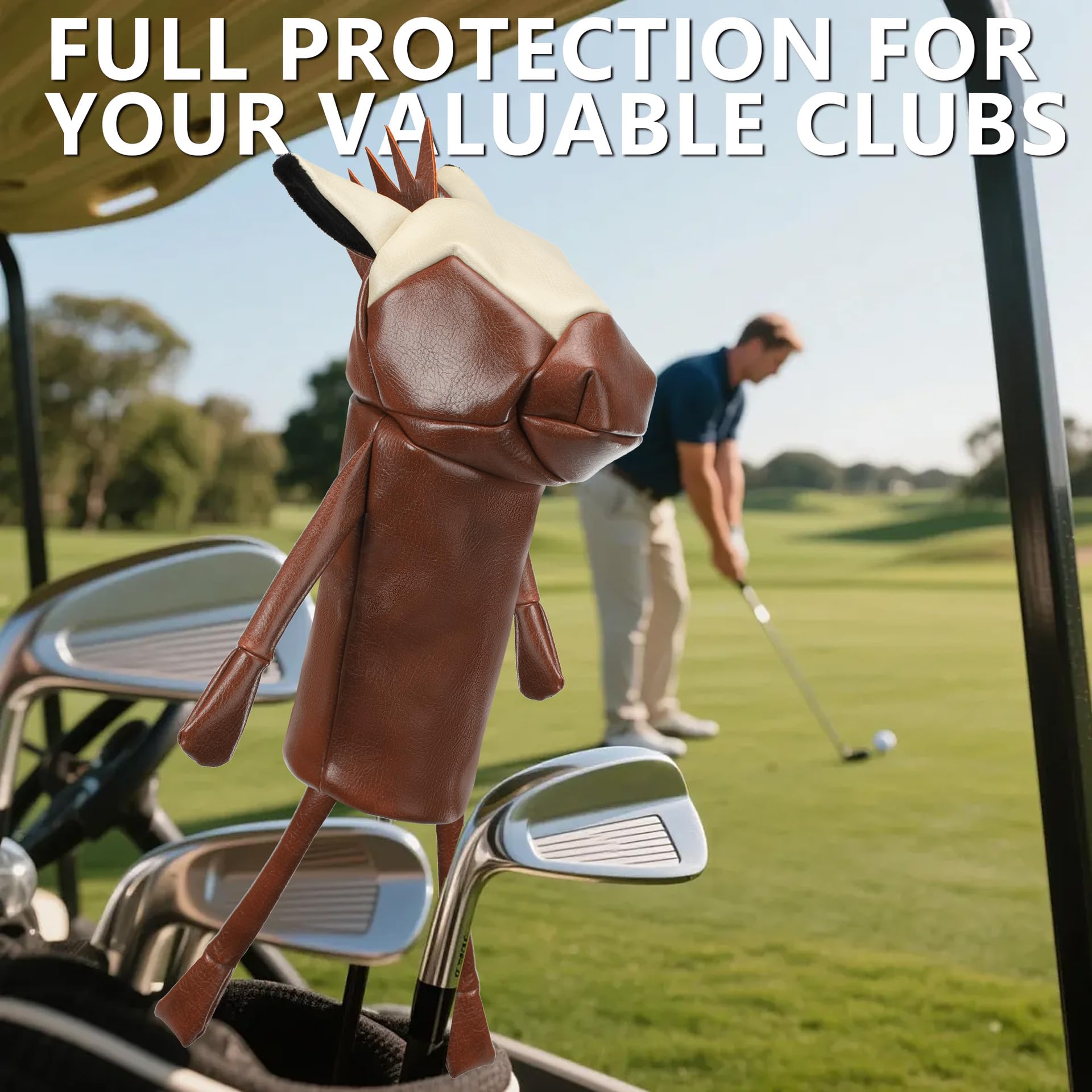 Funda para cabeza de conductor de golf para conductores de 460 cc, divertida cubierta de palo de golf de caballo, cubierta de cabeza de madera sintética con forro de felpa suave, cubierta