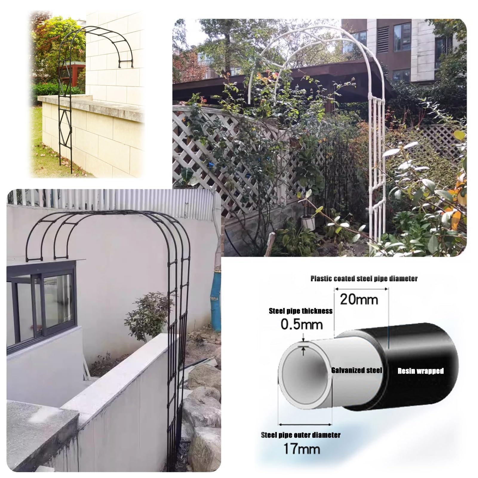 Metalowy łuk ogrodowy do roślin pnących, dekoracyjna pergola ślubna, świąteczna dekoracja ogrodowa, łatwa w montażu kratka podwórkowa na trawnik i dekoracje imprezowe