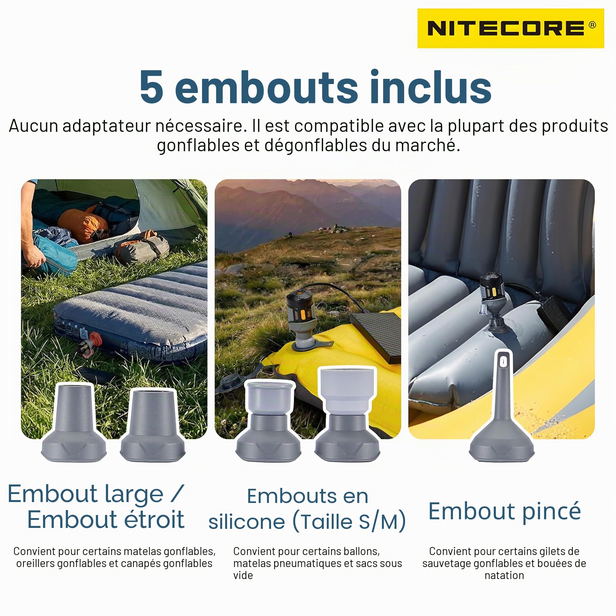 Nitecore AP01 Pompe à air portable ultra légère avec étiquette Nitecore
