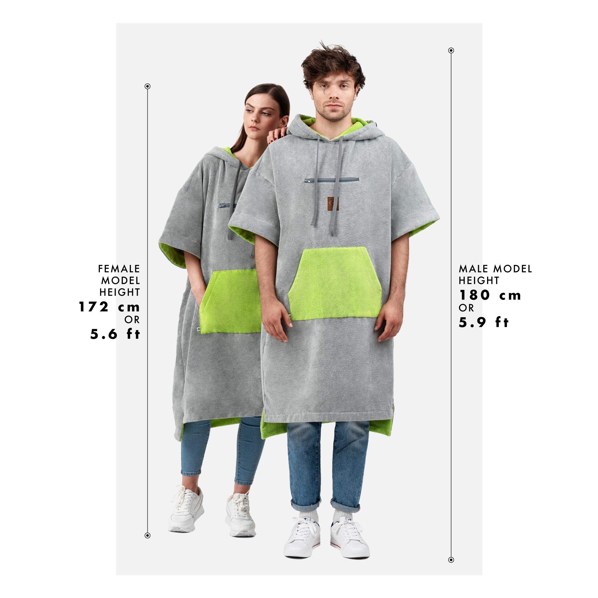 CULTHOOD Poncho Surf Toalla Playa Mujer, Hombre y Adolescentes, Bata Manta Cambiador Surf con Cremallera Bolsillo Toalla Microfibra Playa Grande Noches frías.