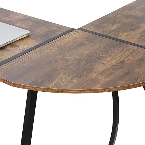 Miniatura 8 de ZenStyle Escritorio esquinero para computadora en forma de L de 55 pulgadas, marco de acero resistente y superficie impermeable, diseño de grano de
