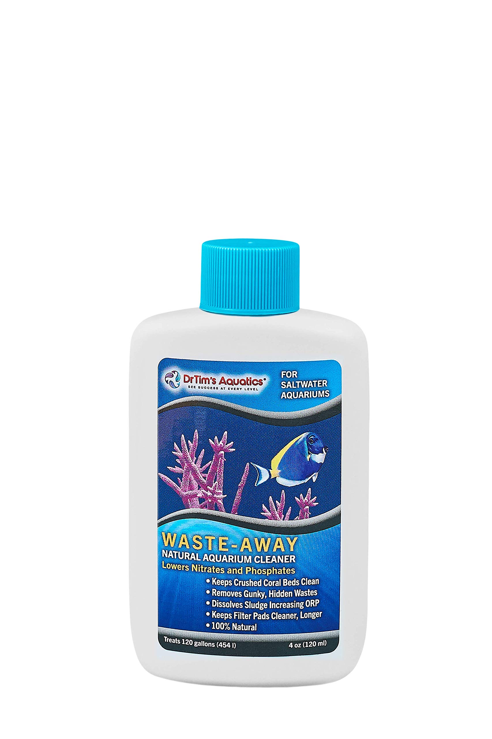 DrTim’s Aquatics Waste-Away Saltwater – 4 oz – Natural Maintenance Formula – Helps Break Down Hidden Organic Waste, Supports Flow & Clarity, Keeps