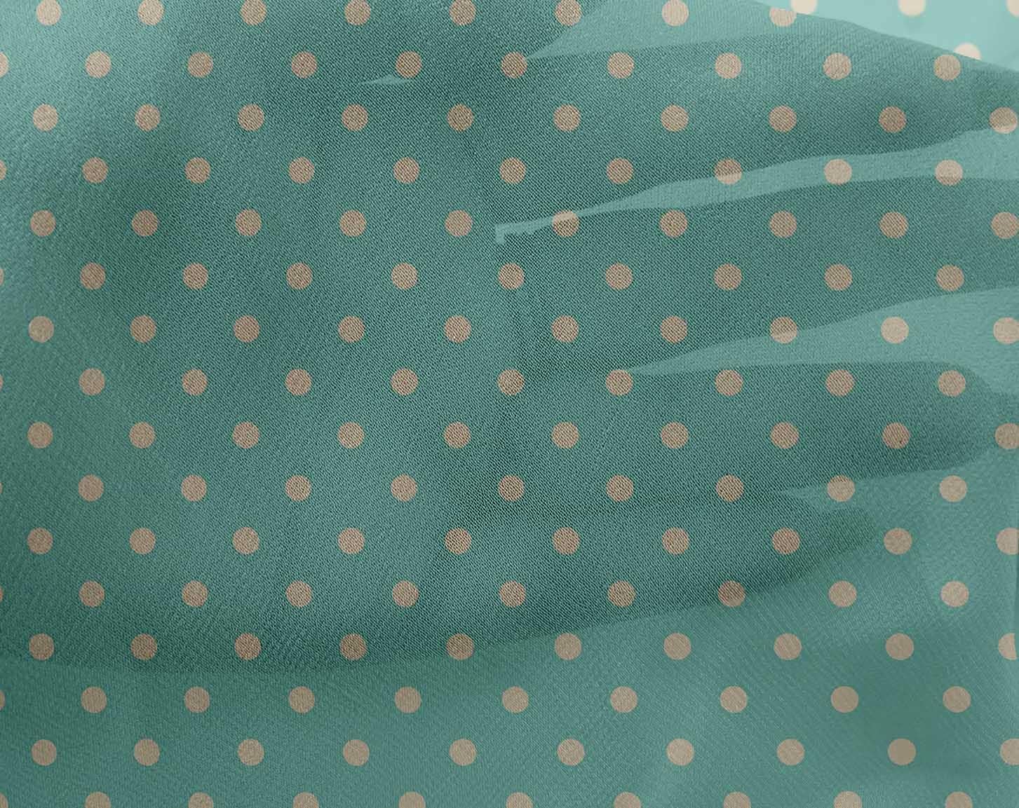 oneOone Georgette Viscose Dusty Teal Green Fabric Polka Sewing Craft Projects Fabric Prints By Yard 42 Inch Wide