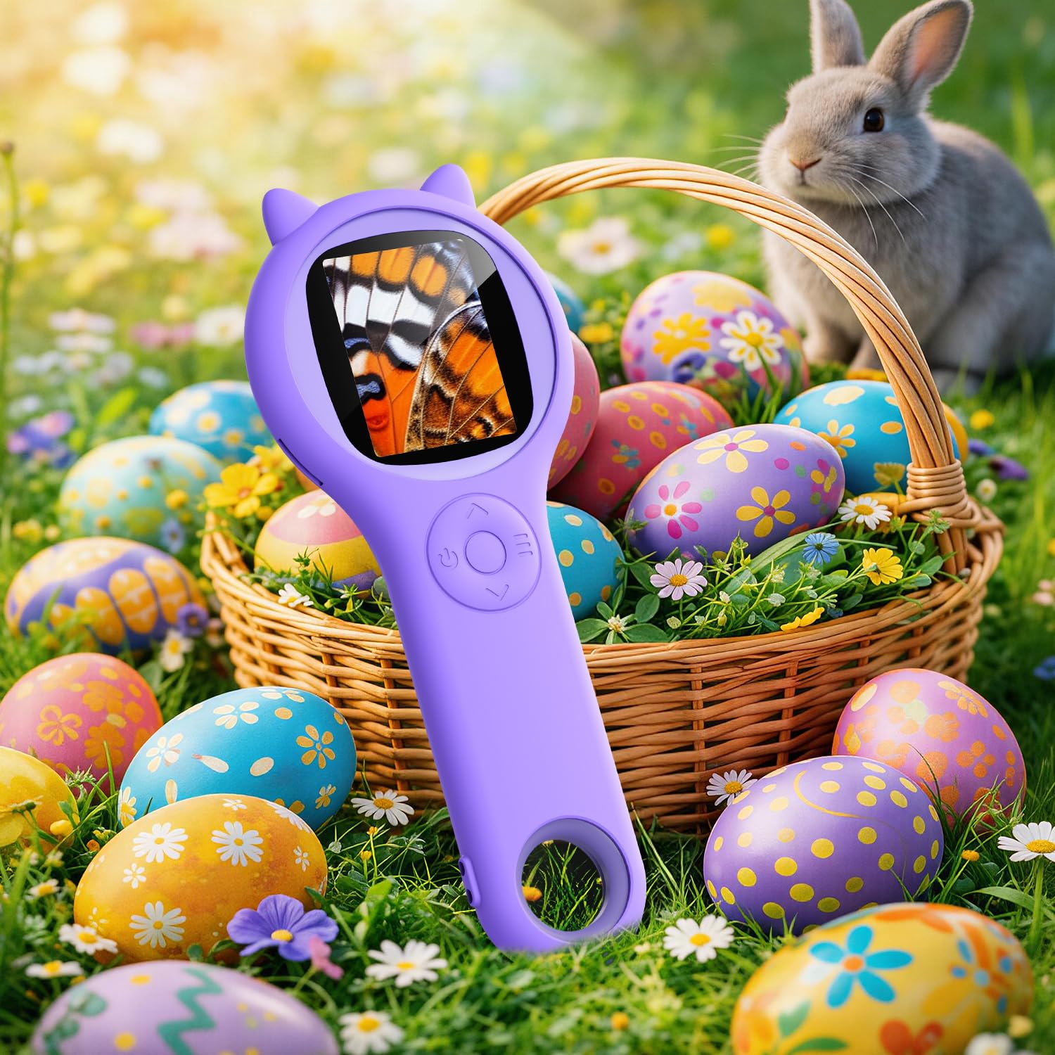 Ashfly Handy mikroskop für Kinder, 2,0" IPS-Bildschirm 200X Taschenmikroskop Kinder, 8 LEDs USB-Anschluss an PC, Mikroskop für Kinder ab 3 Jahren-Lila