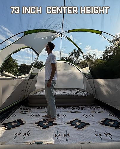 Miniatura 5 de Tienda de campaña de cúpula extendida para 8 personas con 3 habitaciones, impermeable, semi-independiente, para exteriores, con interior espacioso y