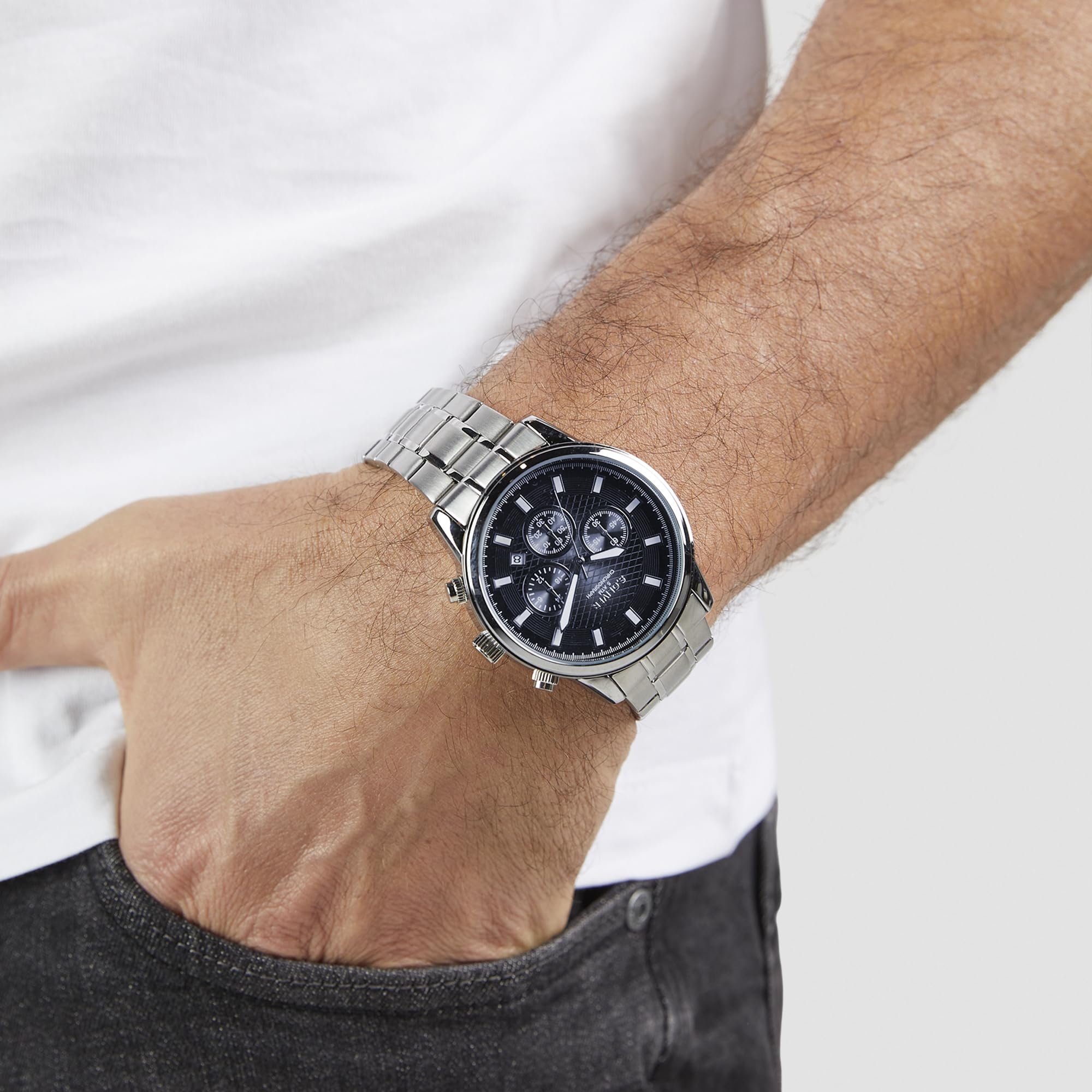S.Oliver Zegarek Męski - 44 Mm - Analogowyowy Zegarek Na Rękę Z Mechanizm Kwarcowy - Chronograf & 3 Zeiger - Wysoki Komfort Noszenia - 5 Atm Wodoodporny - Odporny Na Zarysowania