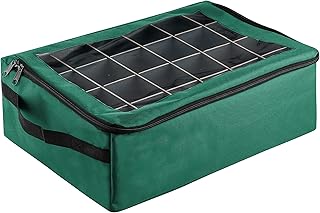 Tiny Tim Totes | Premium | 48 Christmas Ornament Organizer Storage Box | Green