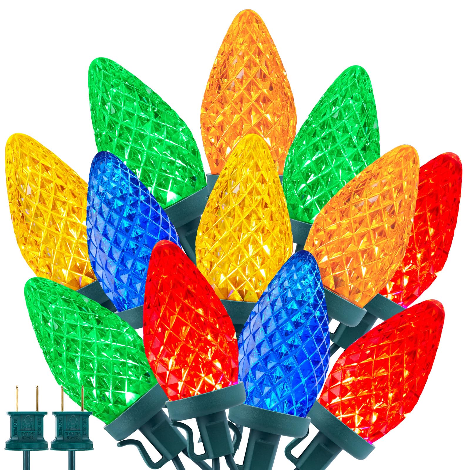 Brightown C9 LED Christmas String Lights, 2 Pack Total 132ft