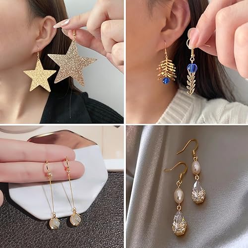 Miniatura 6 de Ganchos para aretes de oro de 14 quilates, 50 piezas, suministros hipoalergénicos para hacer joyas con anzuelos, cables de oreja, accesorios y