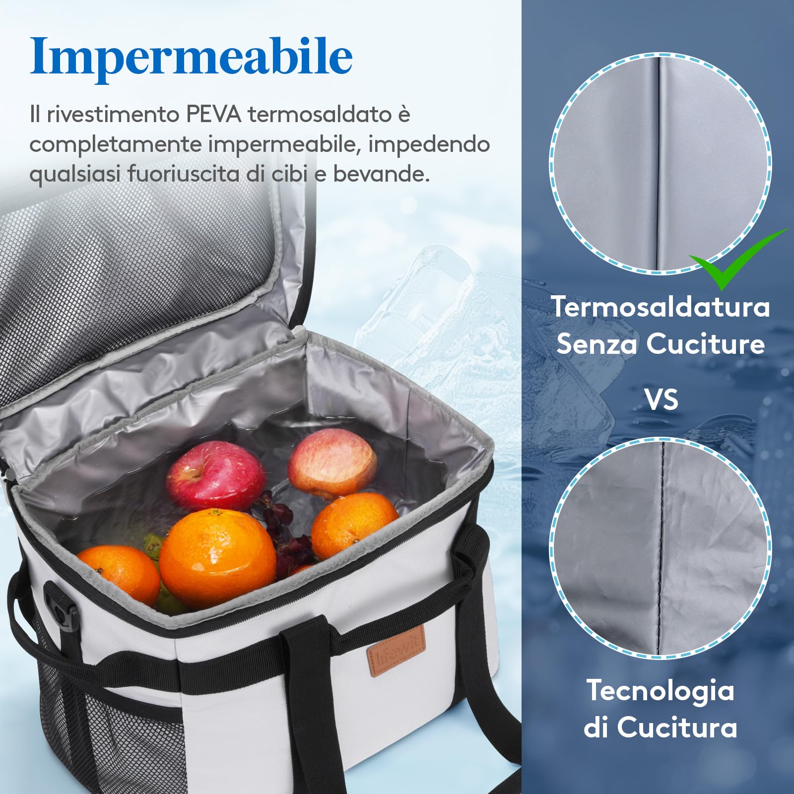 Lifewit Borsa Termica 20L, Borsa Frigo Grande per Uomini & Donne, Cooler Bag Portatile con Manici Multipli, Borsa Porta Pranzo, Lunch Bag per Picnic, Campeggio, Barbecue, Grigio Seta