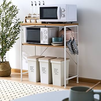 【幅80㎝】ごみ箱上ラック キッチンカウンター レンジ台 【ナチュラル】 Amazon.co.jp: REIBII キッチンラック ゴミ箱上ラック レンジボード 幅