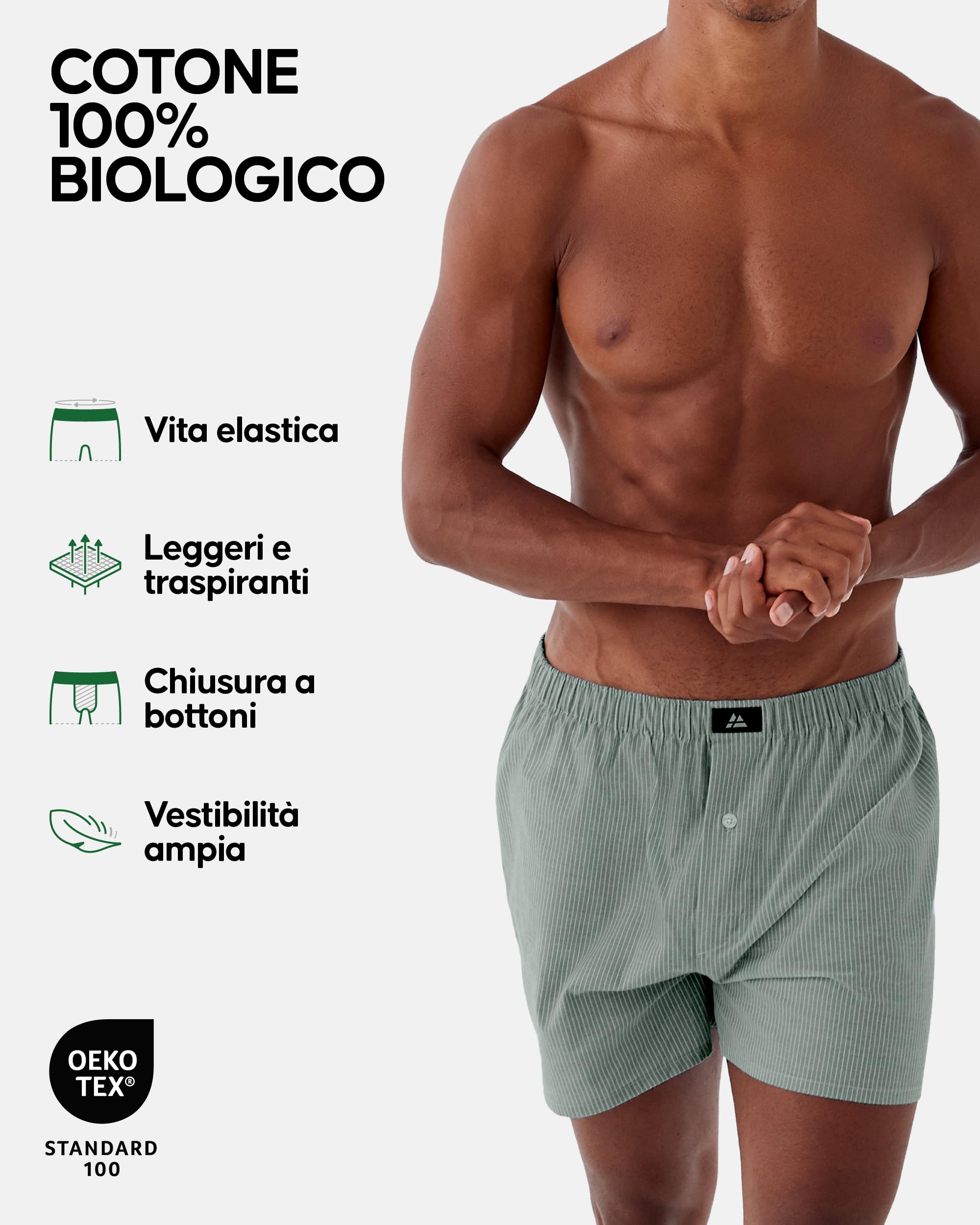 DANISH ENDURANCE Boxer Uomo Americani Cotone Biologico 100%, Mutande a Pantaloncino, Boxer di Tela, Leggeri e Traspiranti, 4 o 6 Paia