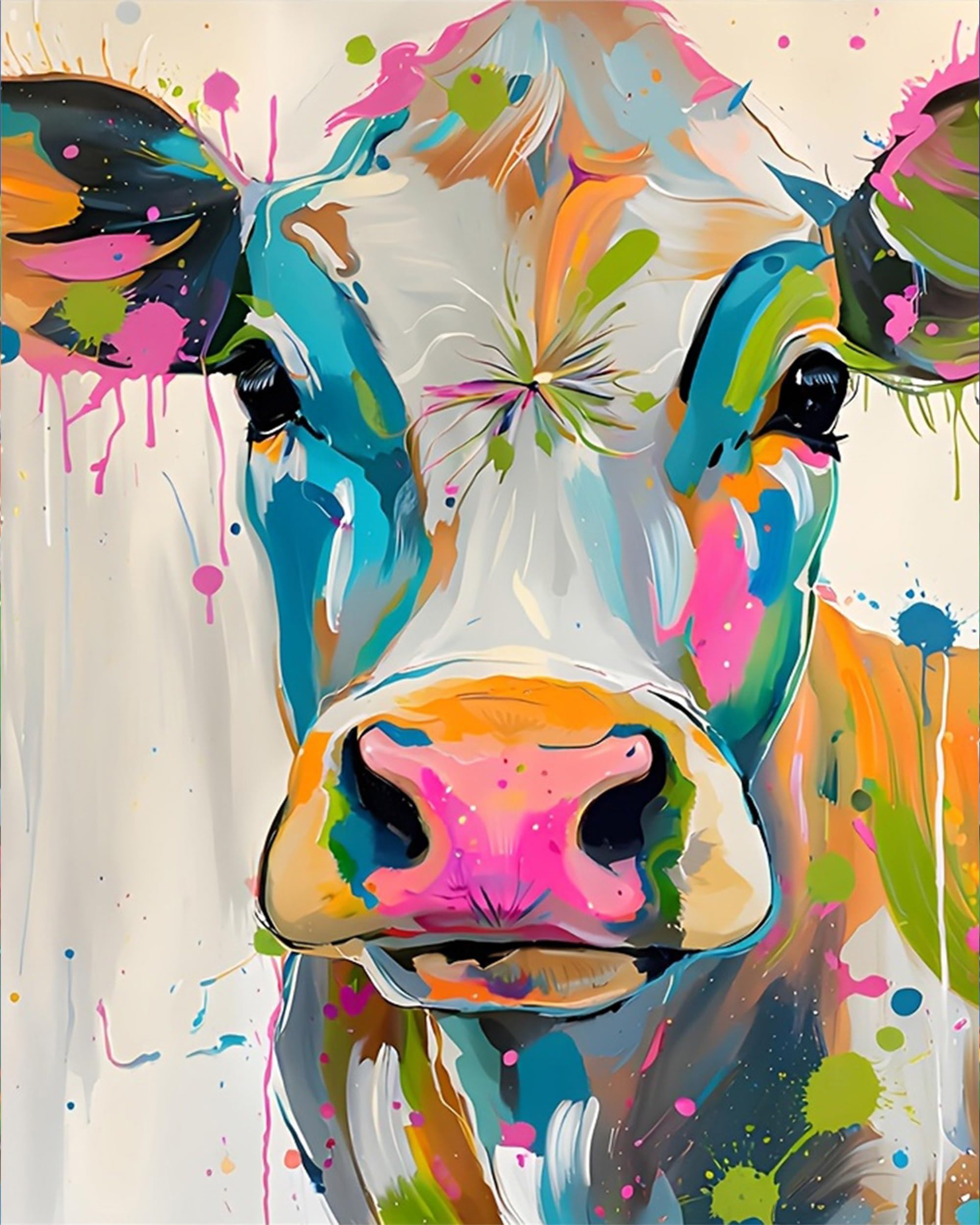 Nianxi Paint by Numbers for Adults,Cow Painting by Number Kits Canvas,Easy Cheerful Painting DIY for Beginners,Home Wall Decor (Cow)
