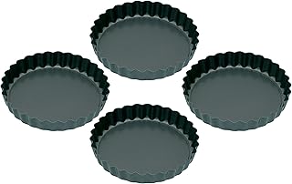 KitchenCraft Puszki do ciastek z powłoką zapobiegającą przywieraniu i luźnymi podstawami, 10 cm, zestaw 4 sztuk