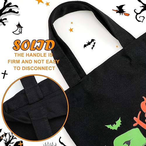 Miniatura 4 de Chunful 4 bolsas de Halloween para dulce o truco, bolsas luminosas de lona para dulces de Halloween, grandes que brillan en la oscuridad, para