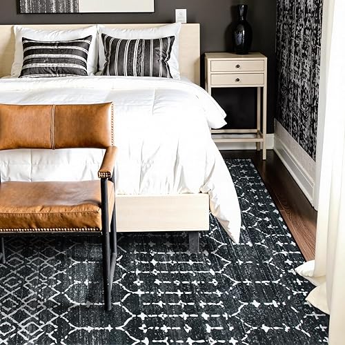 Miniatura 9 de Lahome Alfombra marroquí color negro, lavable de 2 x 8 pies, antideslizante, para suelo de cocina, alfombra de perfil bajo para pasillos,