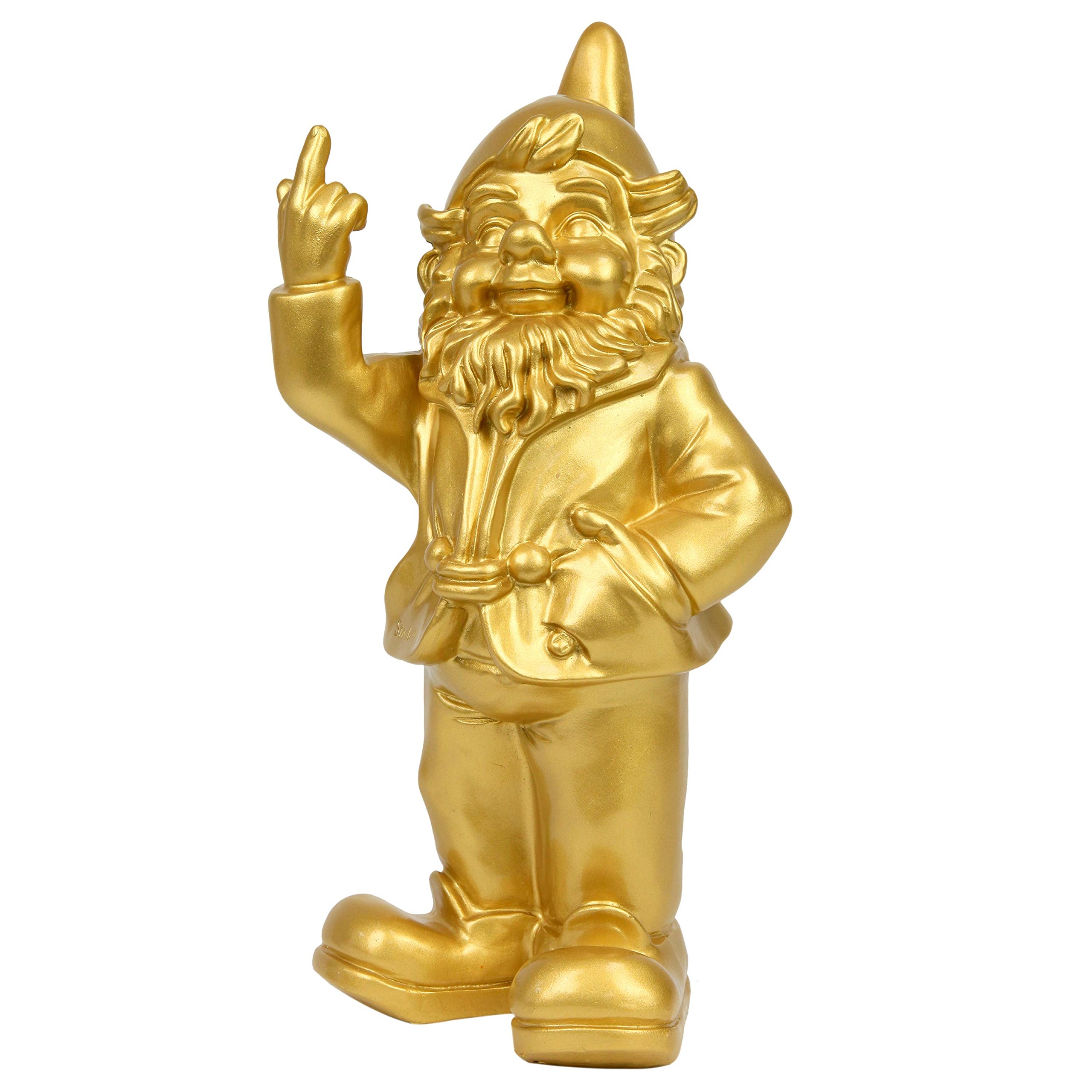 Naughty Coloured Polyresin Garden Gnome Ornament (Gold)