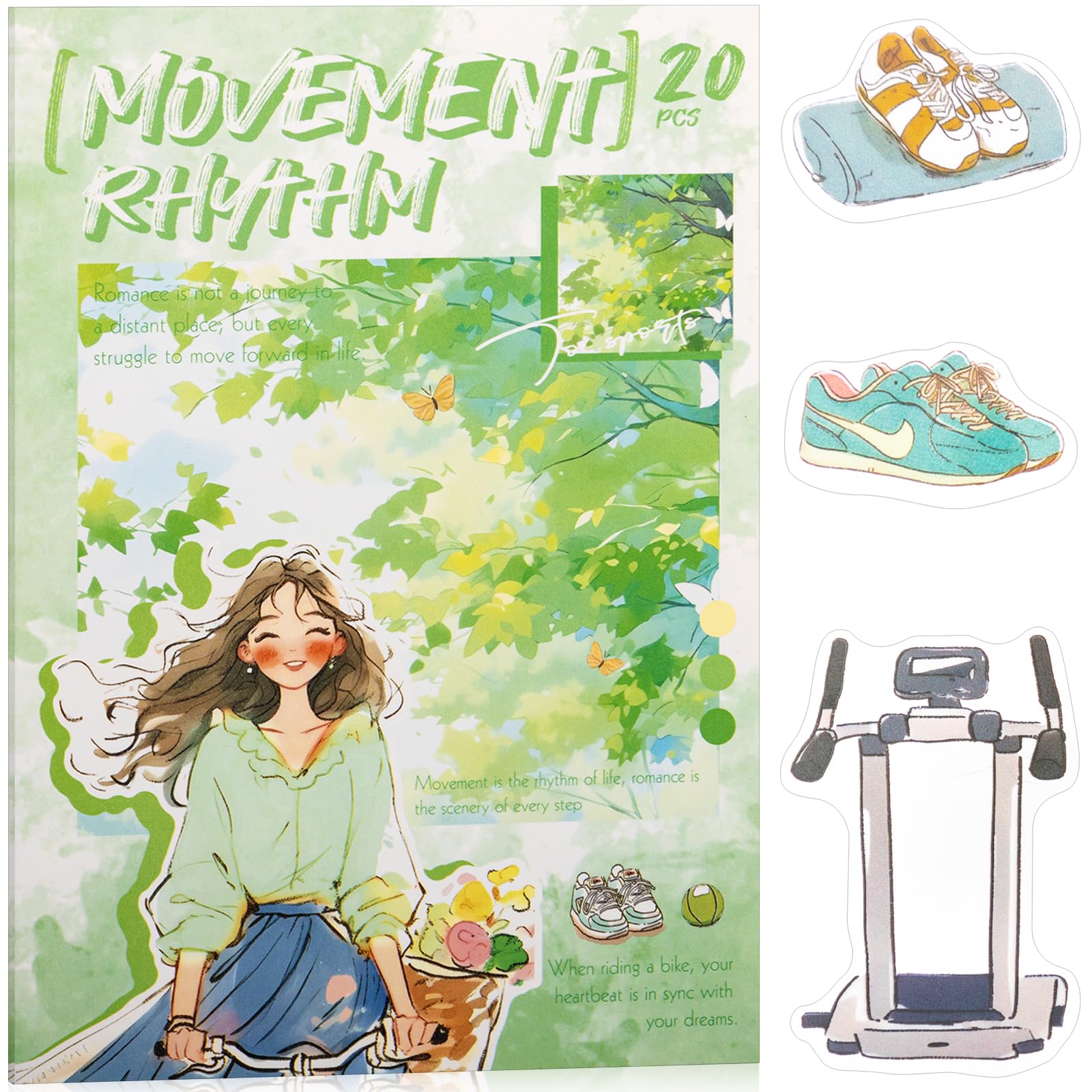 Movement Rhythm Sticker Scrapbooking Supplies for Junk Journal, 20 Sheets PET Stickers - Vintage Journaling Stickers, Ephemera Sticker Book Pre Cut(TZ-009-007)