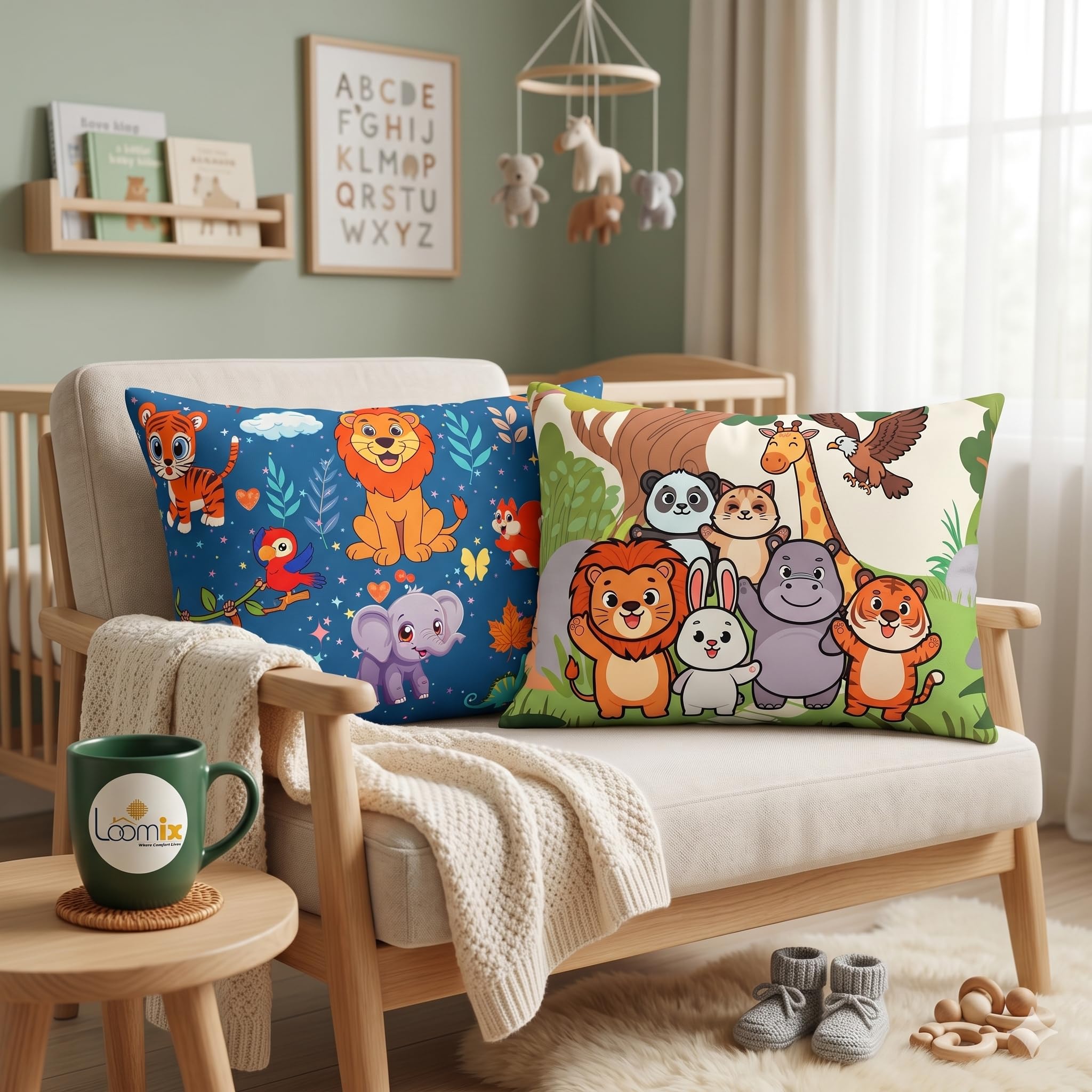 Loomix Set of 2 Printed Cushion Cover 12x18 inch Polycotton | Soft & Durable Cushion Covers for Sofa, Bed & Living Room | Perfect for Home Decor (Baby Theme, 12X18 Pack of 2)-image-22