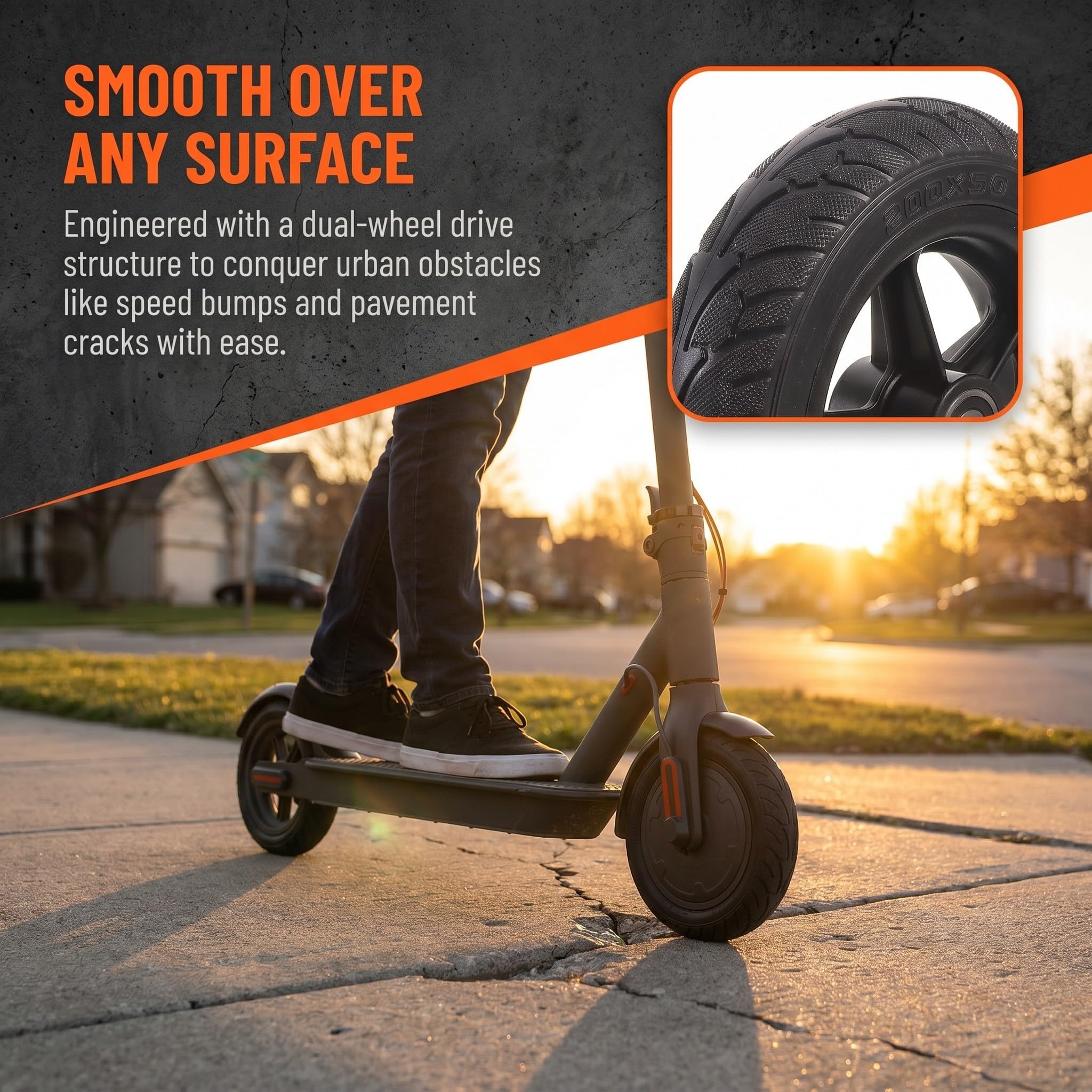 Holibanna 2 Pezzi Ruota per Scooter Elettrico Nero Struttura a Doppie Ruote Anteriori e Posteriori, Materiale Plastico e Gomma, Portatile e Salvaspazio, per Spostamenti Campus e Sotto