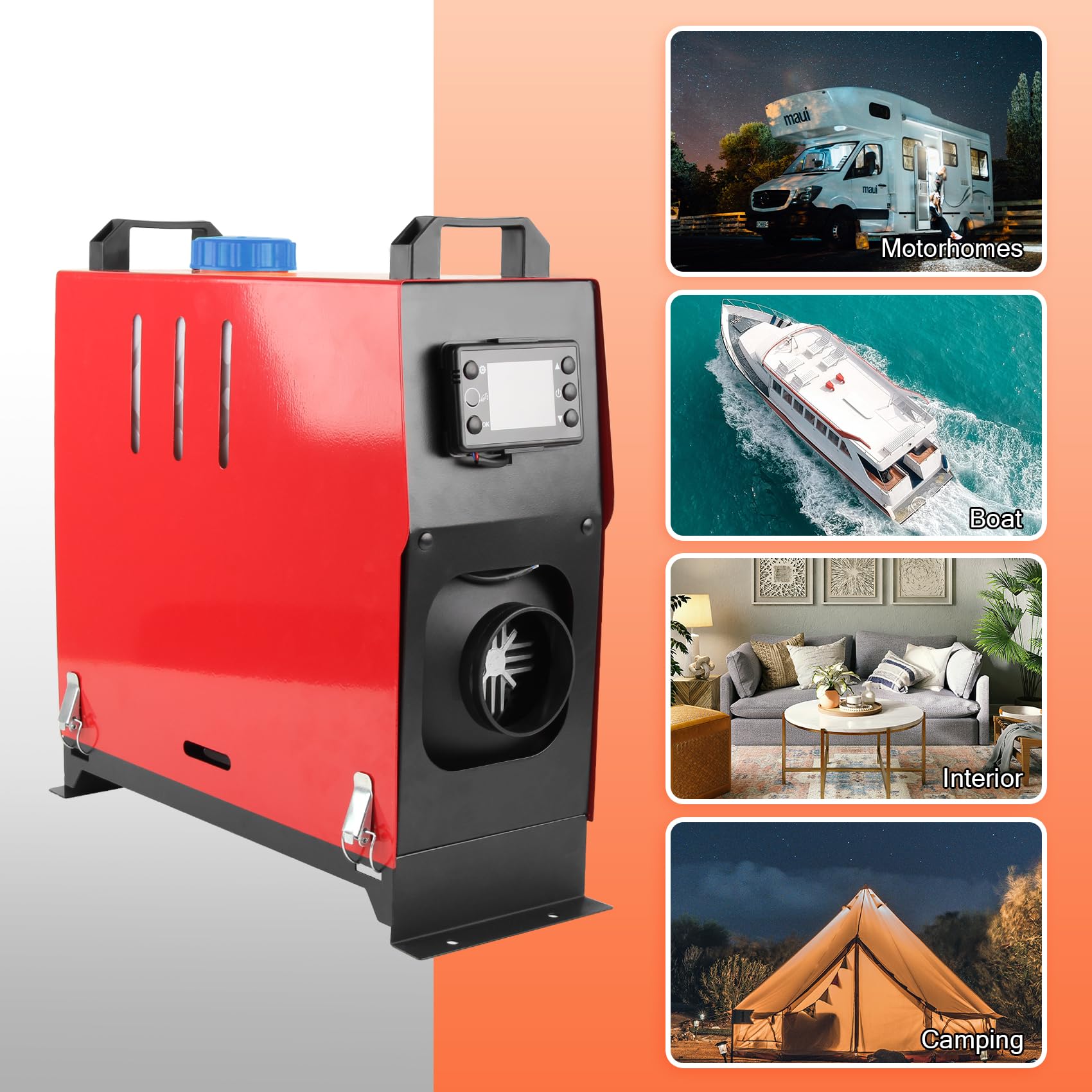 5KW Riscaldatore integrato,12V/24V, riscaldatore diesel, nuovo telecomando, interruttore LCD, adatto per autobus, camion, navi, magazzini