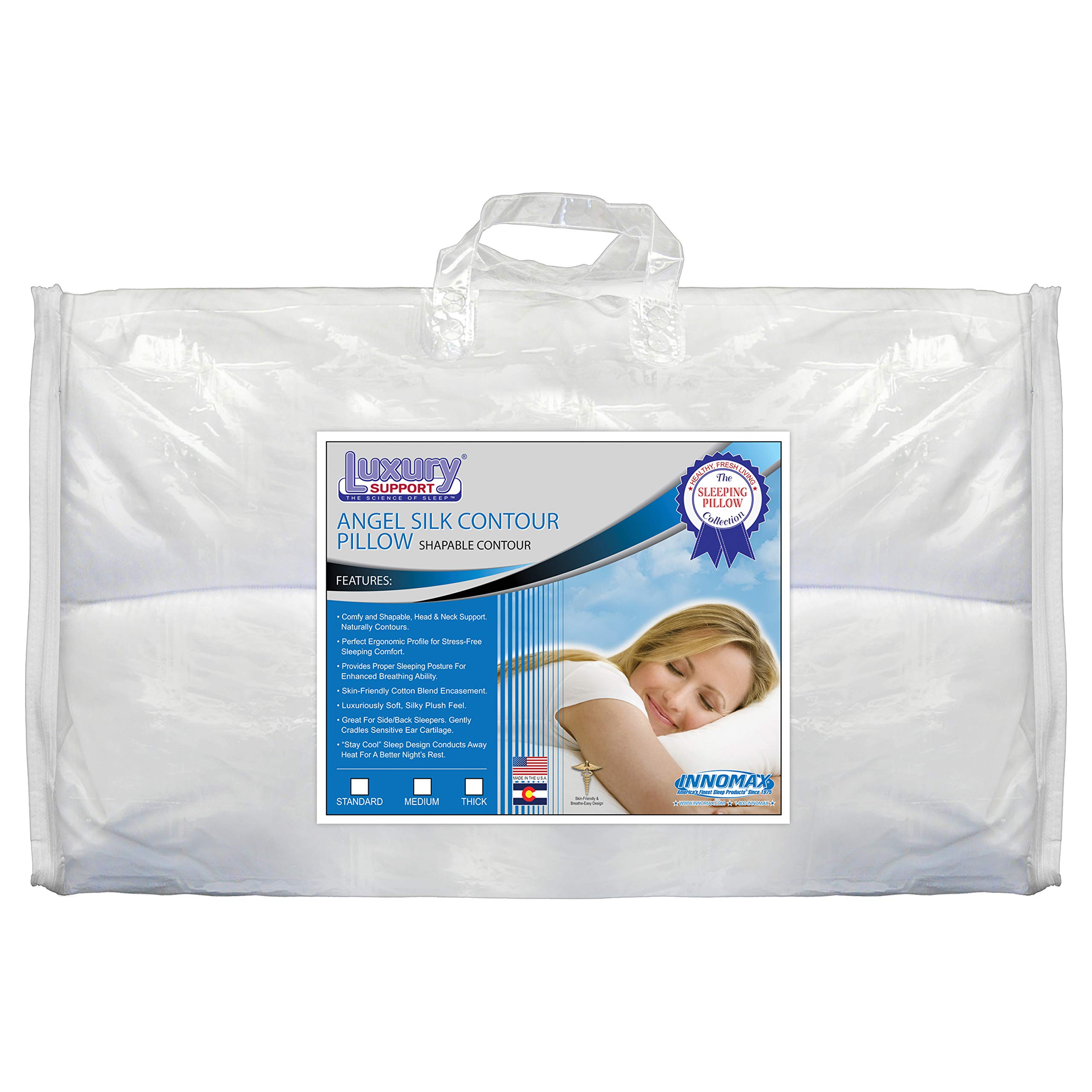Innomax Angel Silk Contour Pillow - Medium Size 13x24x4 Inch Shapable Pillow - View #7