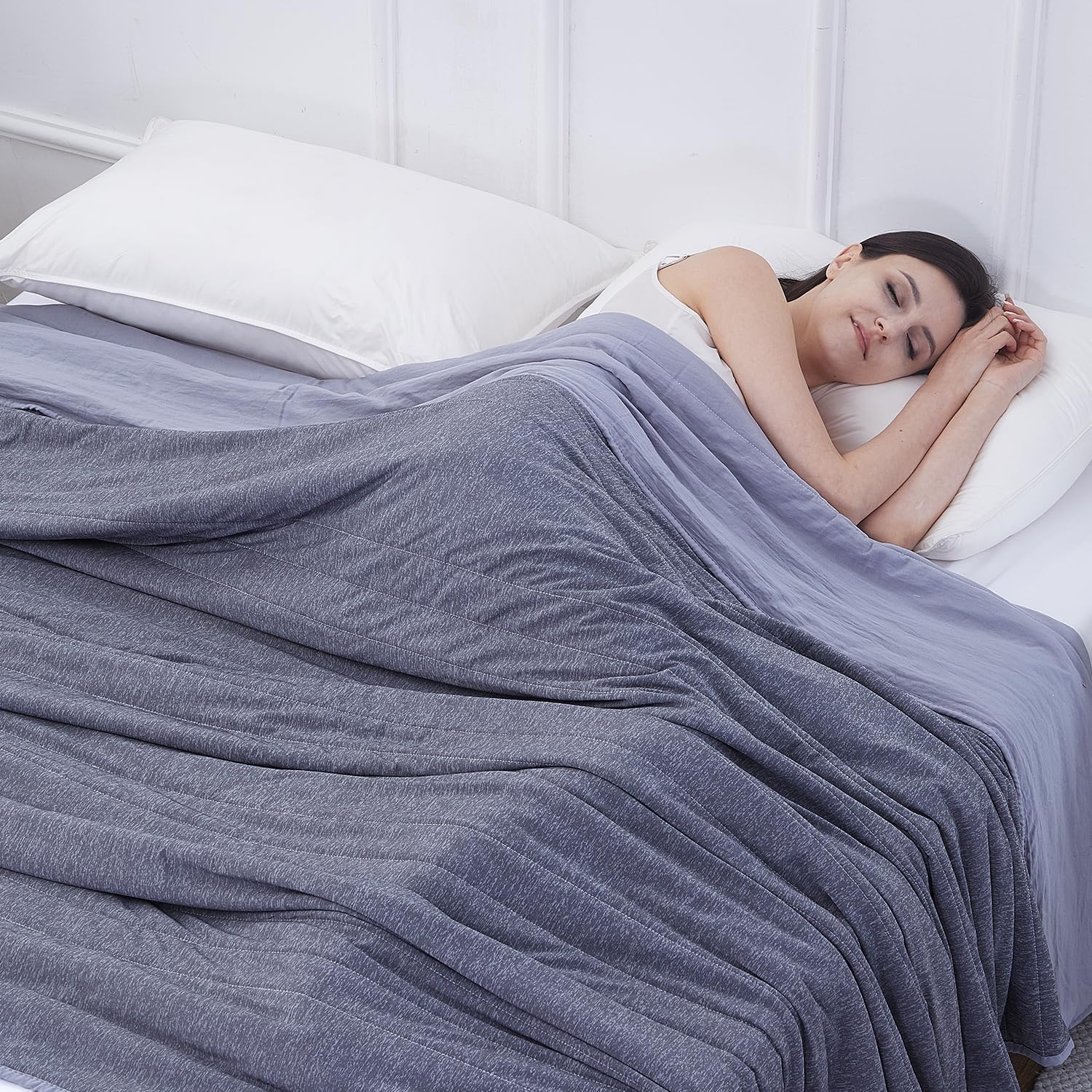 Cmfshape Cooling Blanket Throw for Hot Sleepers,Summer Blanket,Lightweight Soft Cold Blanket for Bed Couch Sofa,Cooling Fiber to Keep Cool for Night Sweats (Grey 79"x86")