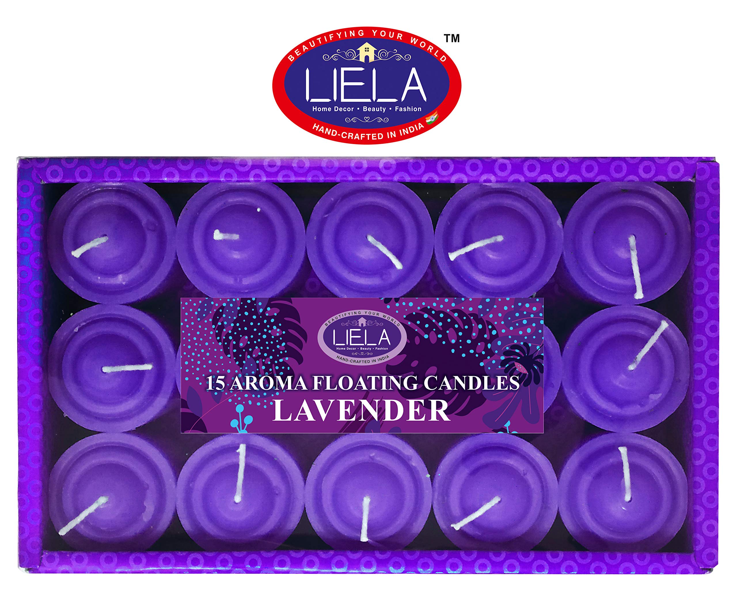 LIELA - Floating and Fragrance Candle Votive Set of 15 pcs in a Elegant Gift Box in Premium and Pure Fragrance Lavender 3