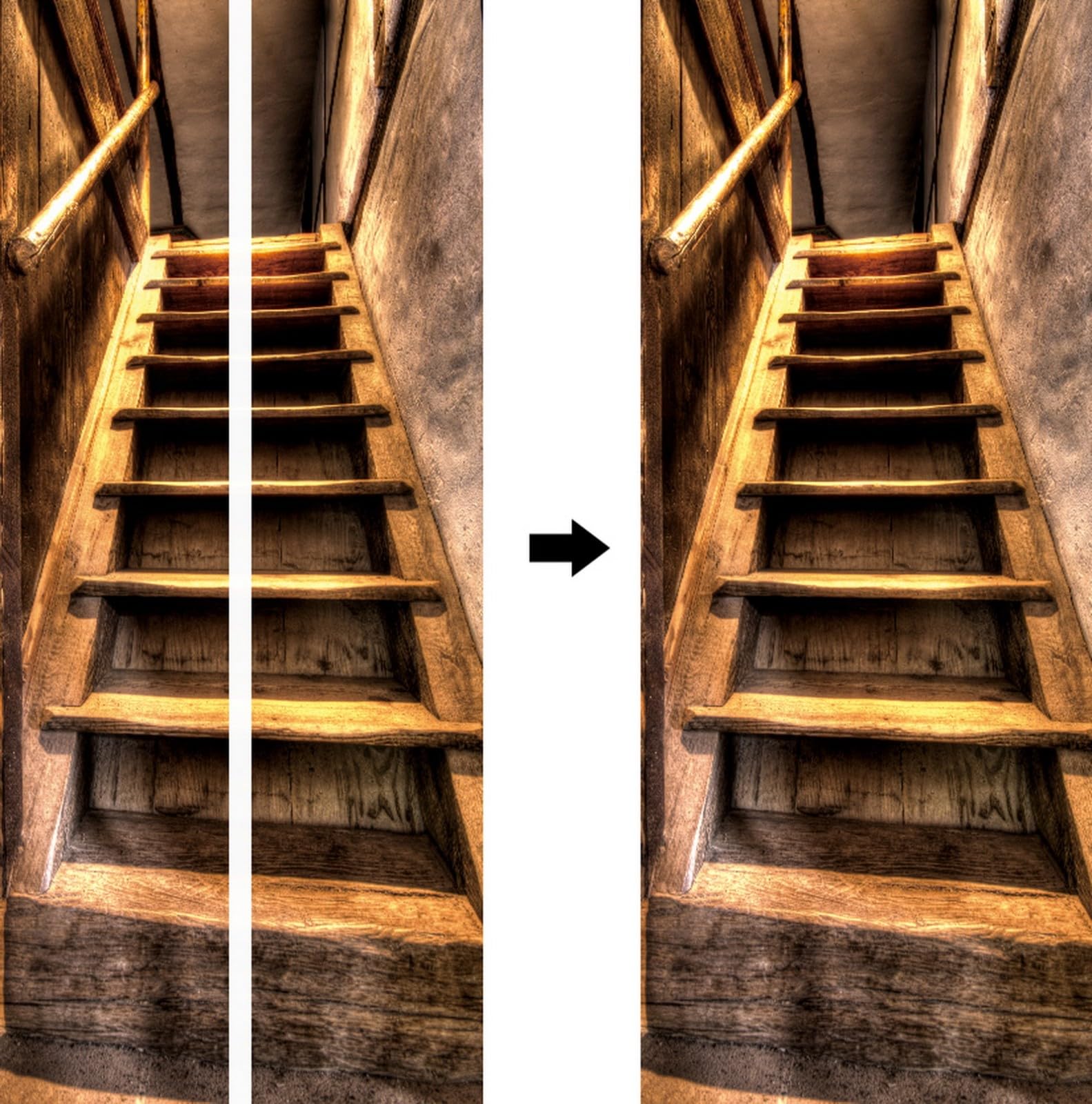 Sticker Porte 3D Escalier Bois Ancien Marron – Affiche Mural Vinyle Amovible 77×200 Cm Décoration Vintage