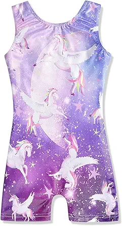 HOZIY Girls Gymnastics Leotards for Kids Tumbling Outfits Biketard Sparkle Adorable Pattern