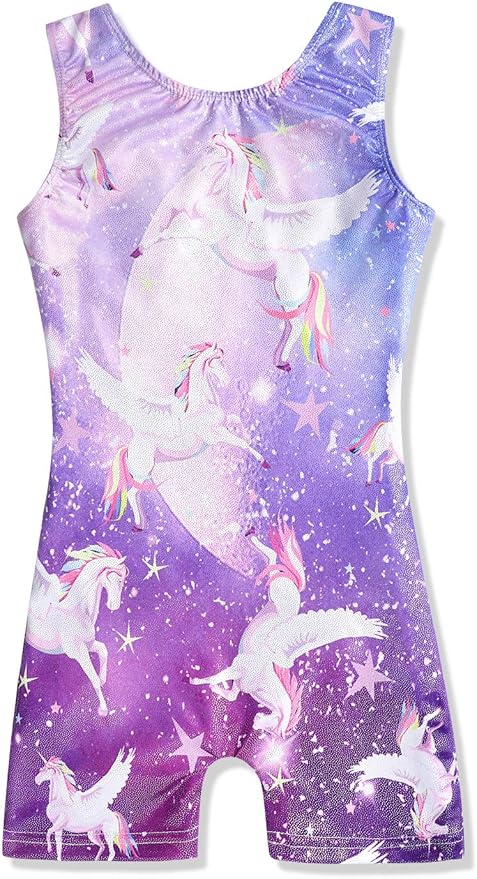 HOZIY Girls Gymnastics Leotards for Kids Tumbling Outfits Biketard Sparkle Adorable Pattern