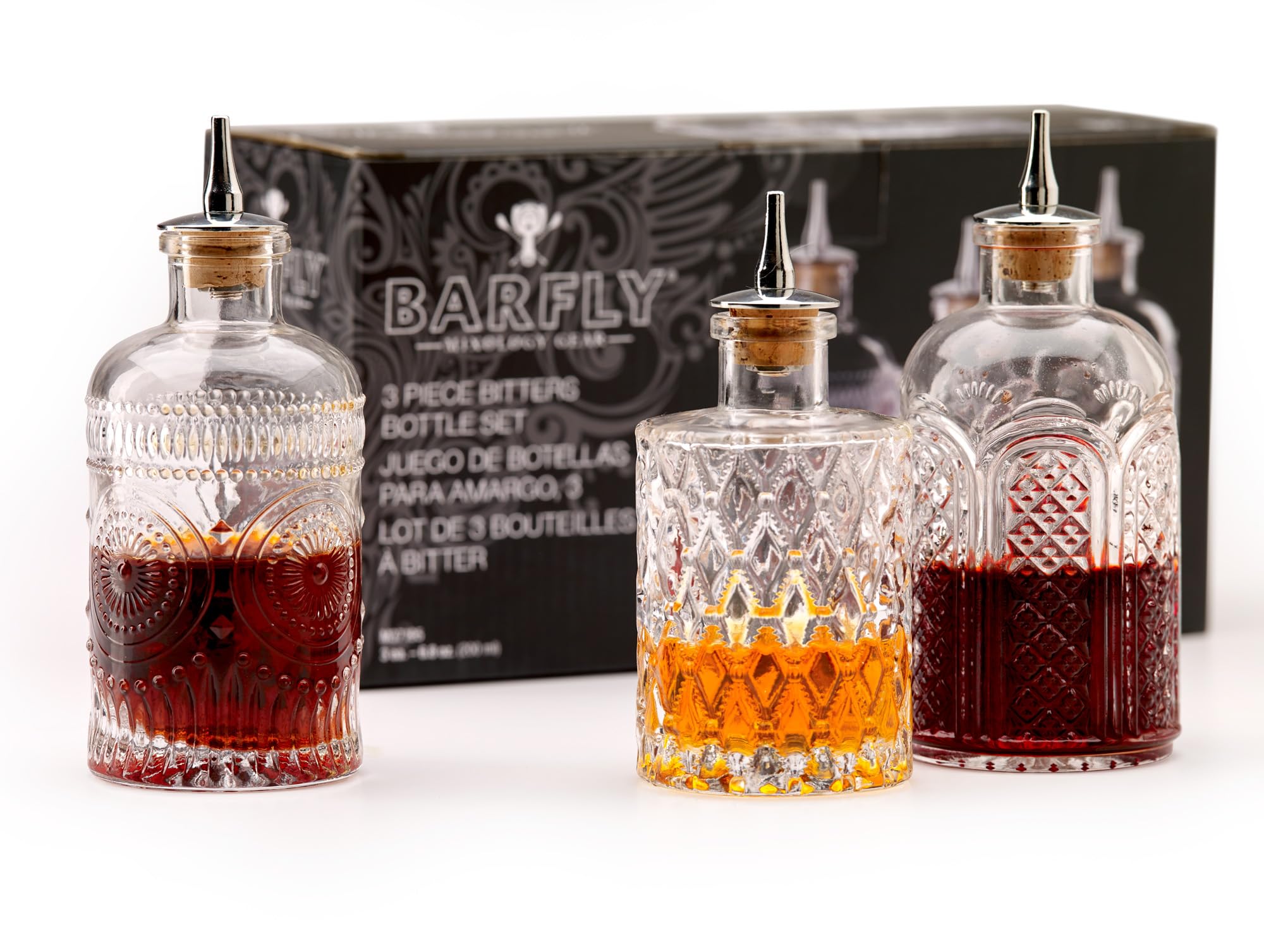 Barfly Bitters Bottle 3er-Set - M37186/M37187/M37188, Glas, 200 ml, 3 Stück