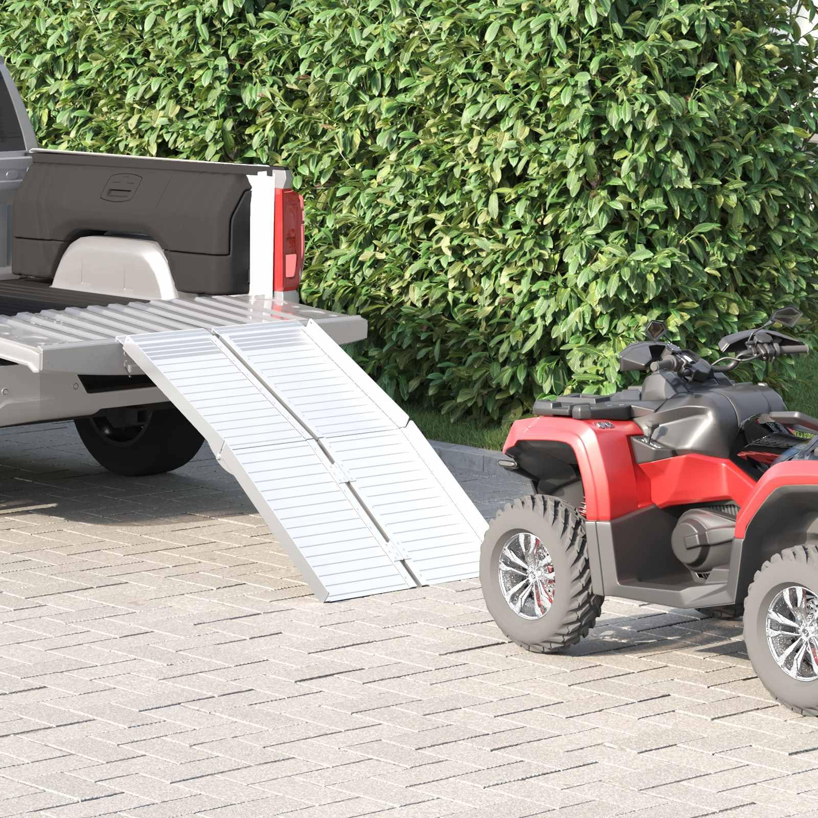Rampa plegable de aluminio para silla de ruedas, 122 x 73 cm, carga de 270 kg, rampa móvil para silla de ruedas, andador, jardín y exterior, color plateado