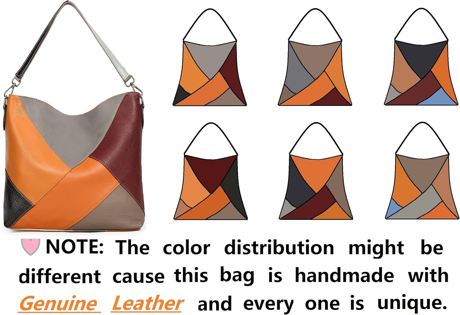 YALUXE Genuine Leather Shoulder Bags Stylish Hobo Handbags Purses Crossbody Bags for Women | Genuine Leather, Stylish - Image 3